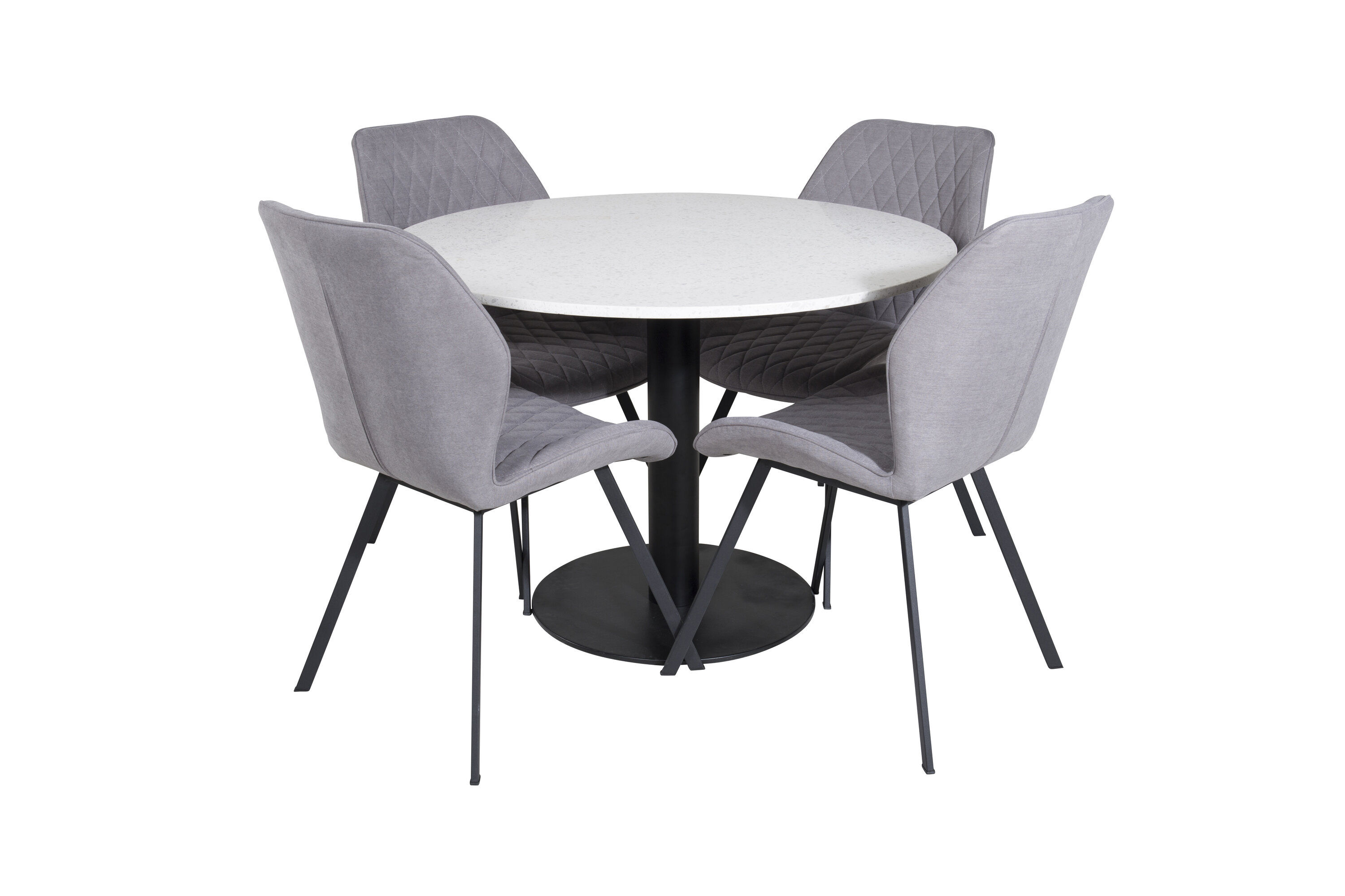 Détail du ensemble repas rond Razzia, Gemma blanc, noir, gris Table : ⌀106 Chaise : 63 x 90 x 50 cm