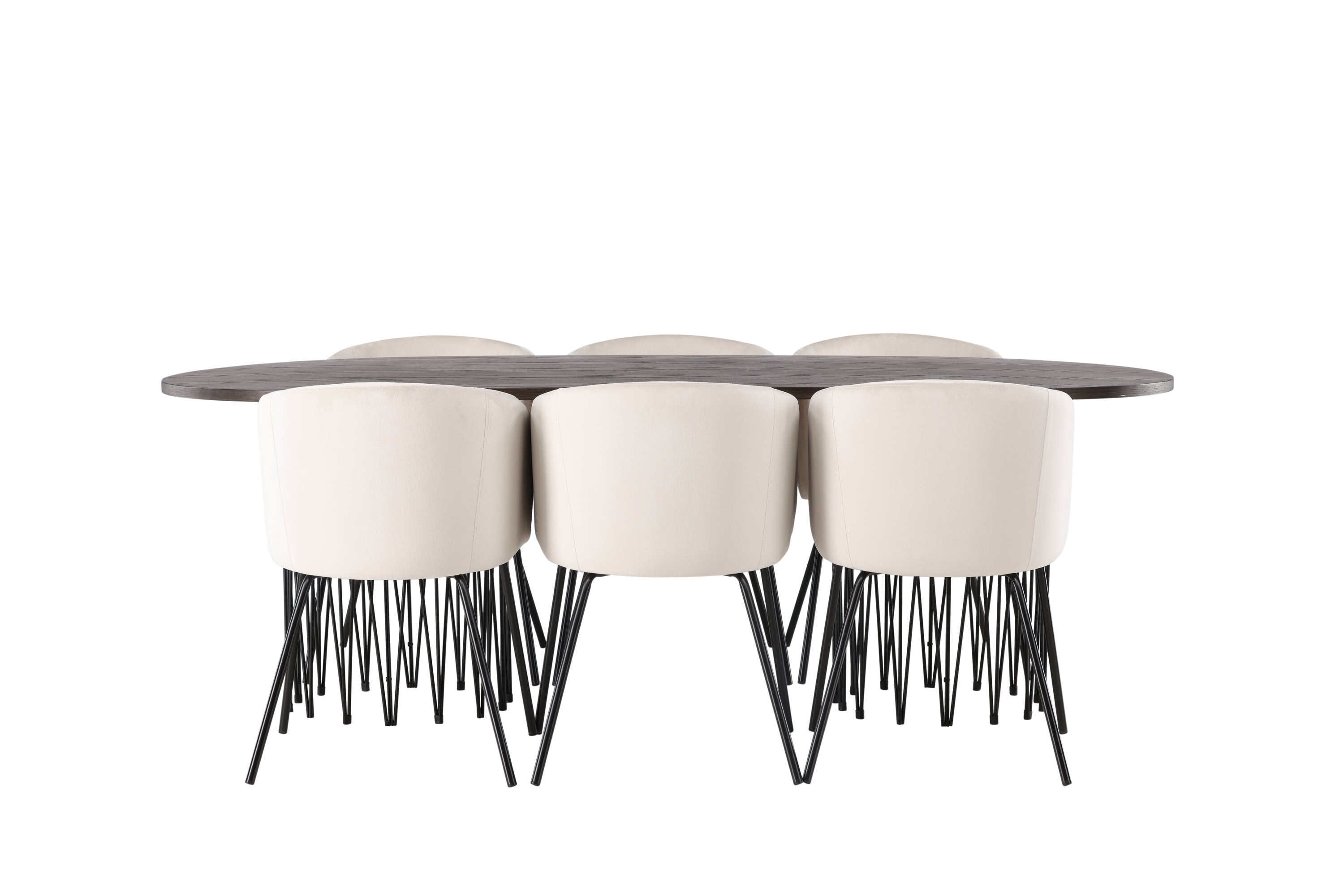 Stone, Berit ensemble repas rectangulaire noir, beige, moka Table : 74 x 220 x 100 Chaise : 55 x 78 x 55 cm sur fond clair