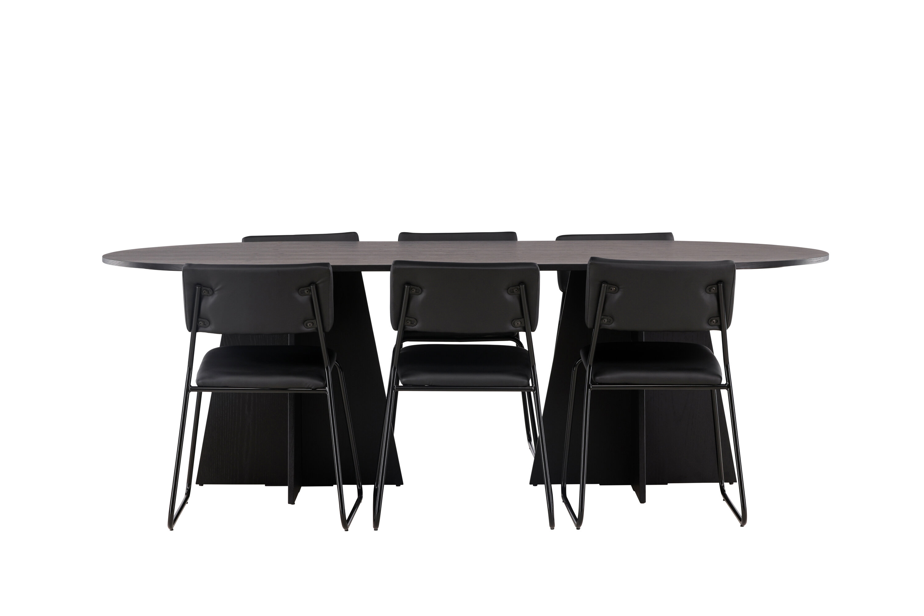 Bootcut, Kenth ensemble repas rectangulaire noir Table : 75 x 230 x 115 Chaise : 52 x 76 x 40 cm sur fond clair