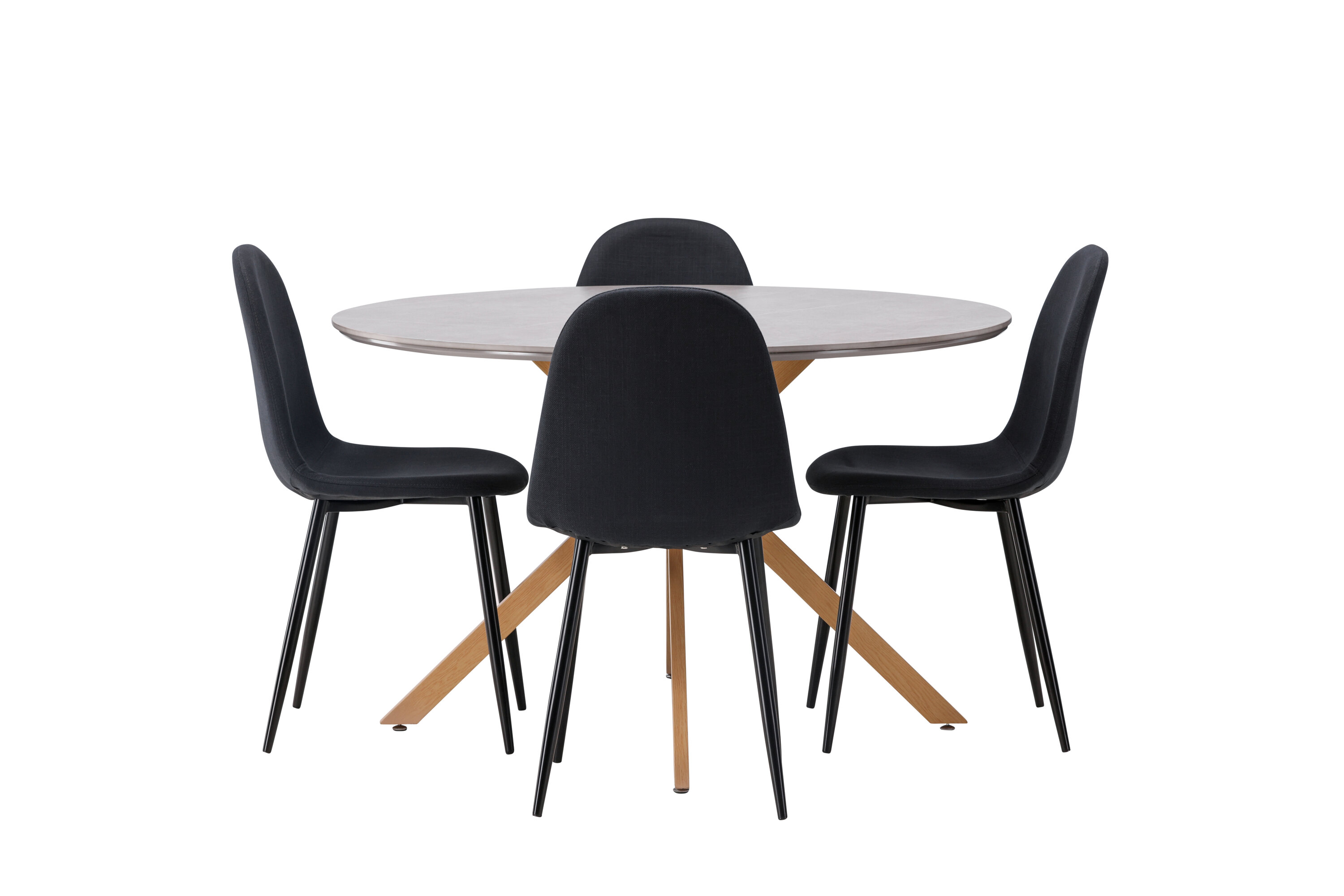 Piazza, Polar ensemble repas rond gris, noir 120 x 120 cm sur fond clair