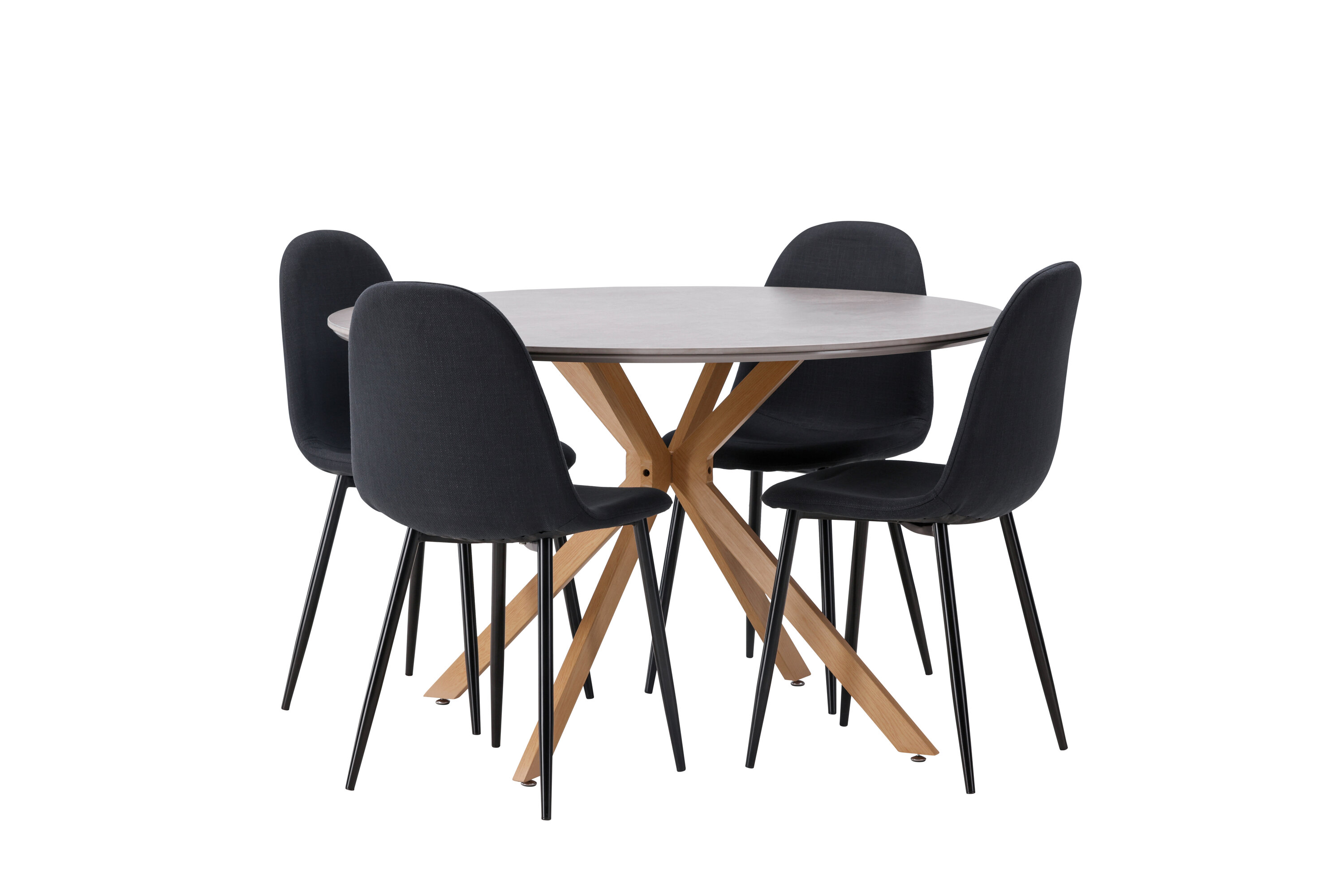 Piazza, Polar ensemble repas rond gris, noir 120 x 120 cm sur fond clair