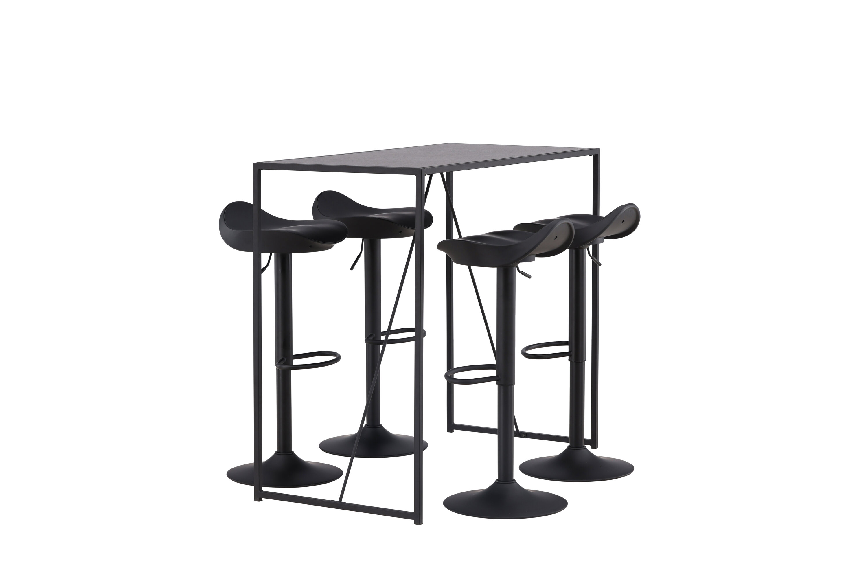 Brea, Adesto ensemble repas rectangulaire noir Table : 105 x 120 x 60 Chaise : 38 x 68,88 x 40 cm sur fond clair
