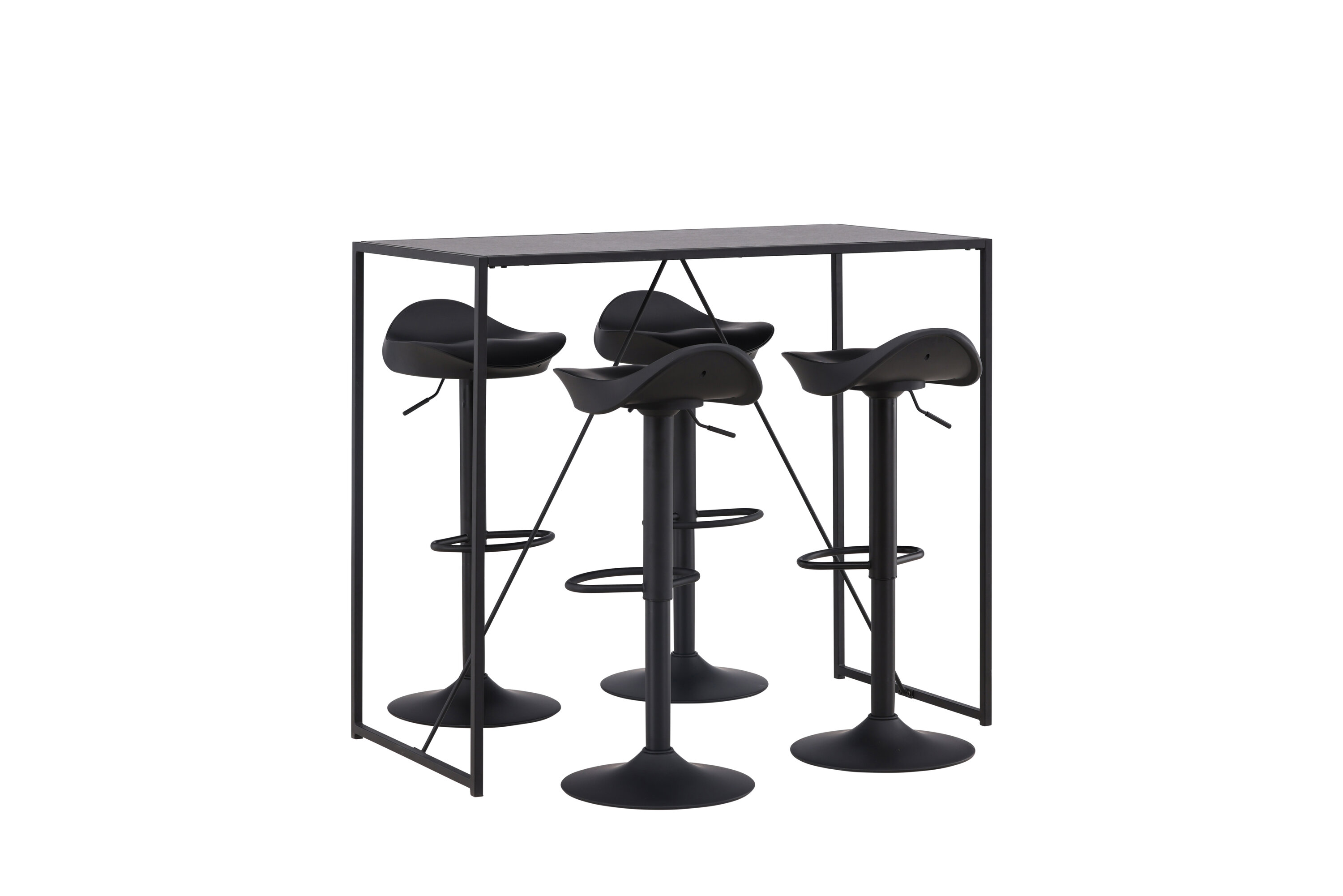 Brea, Adesto ensemble repas rectangulaire noir Table : 105 x 120 x 60 Chaise : 38 x 68,88 x 40 cm sur fond clair