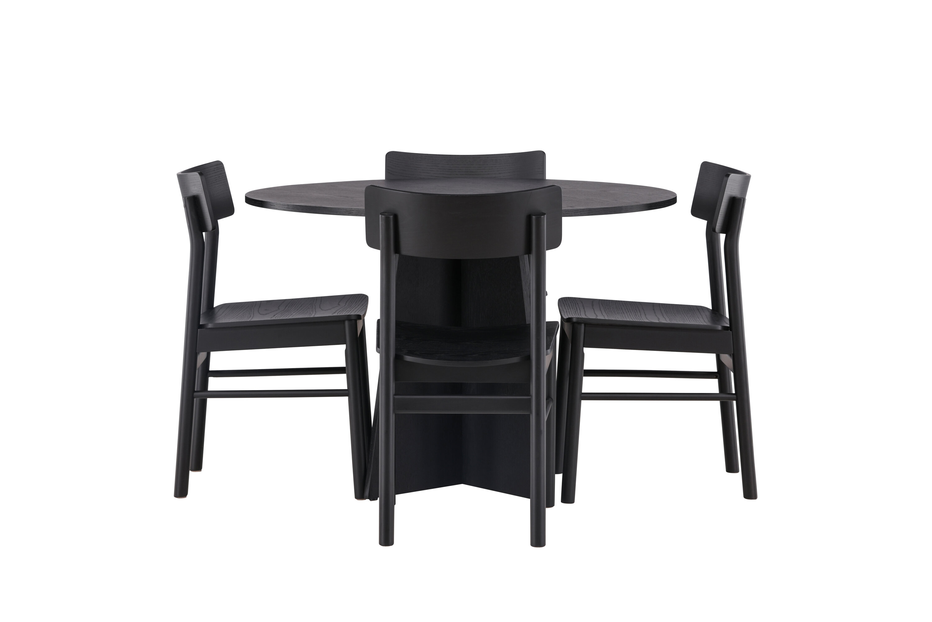 Bootcut, Montros ensemble repas rond noir 110 x 110 cm sur fond clair