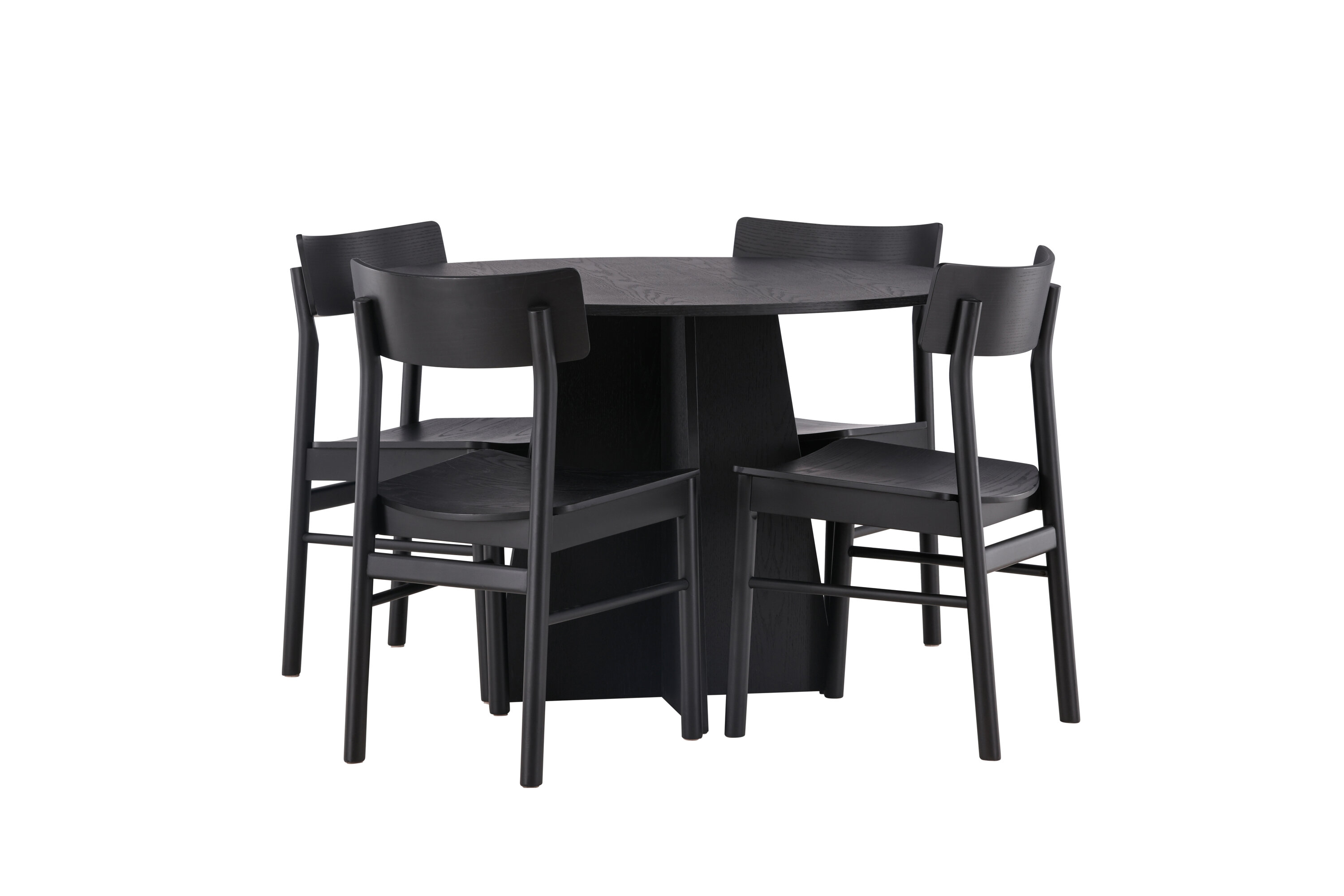 Bootcut, Montros ensemble repas rond noir 110 x 110 cm sur fond clair