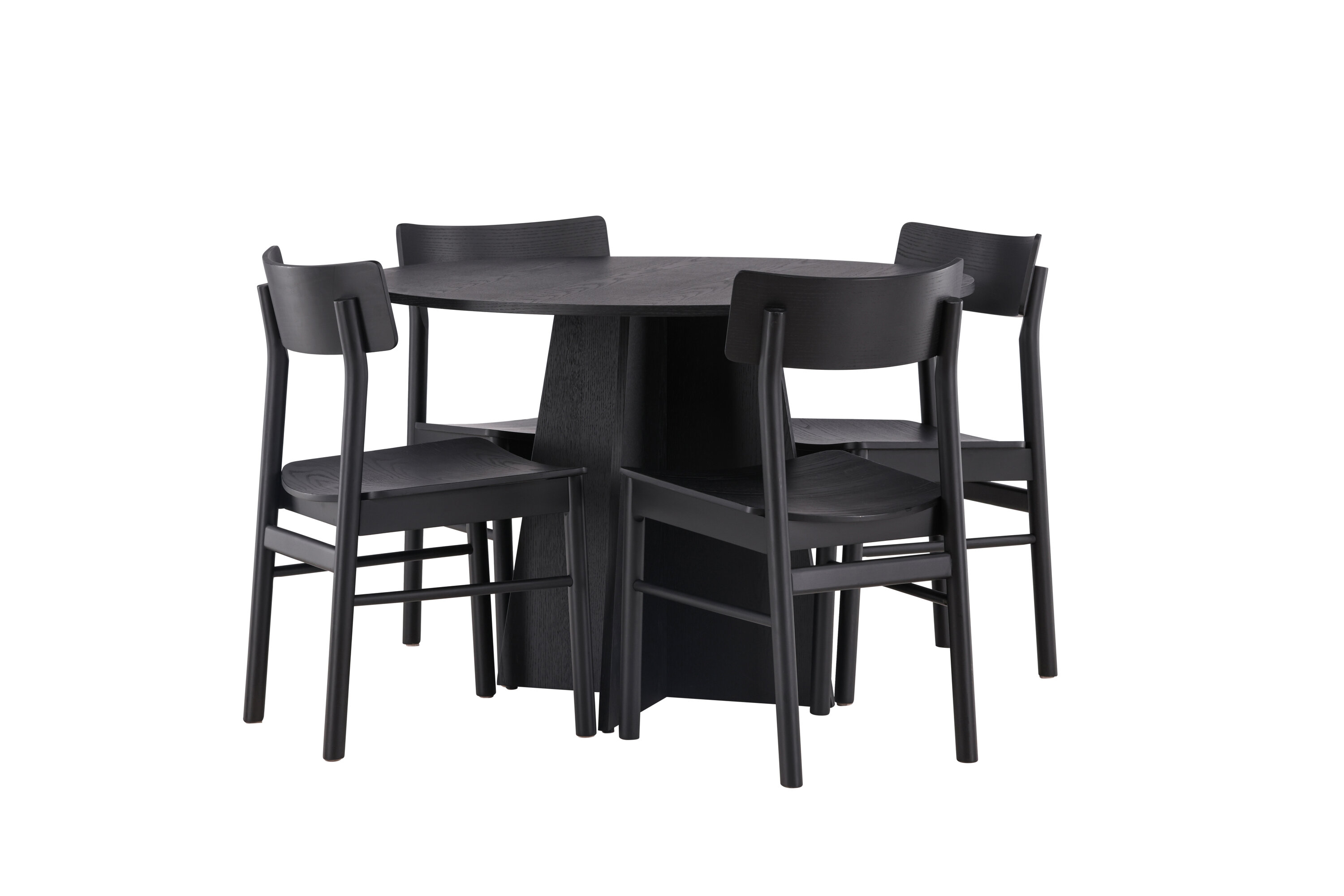 Bootcut, Montros ensemble repas rond noir 110 x 110 cm sur fond clair