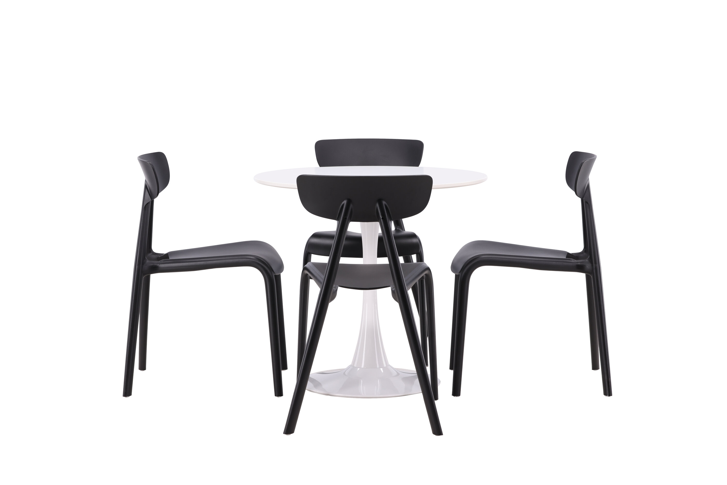 Hamden, Ursholmen ensemble repas rond blanc, noir sur fond clair