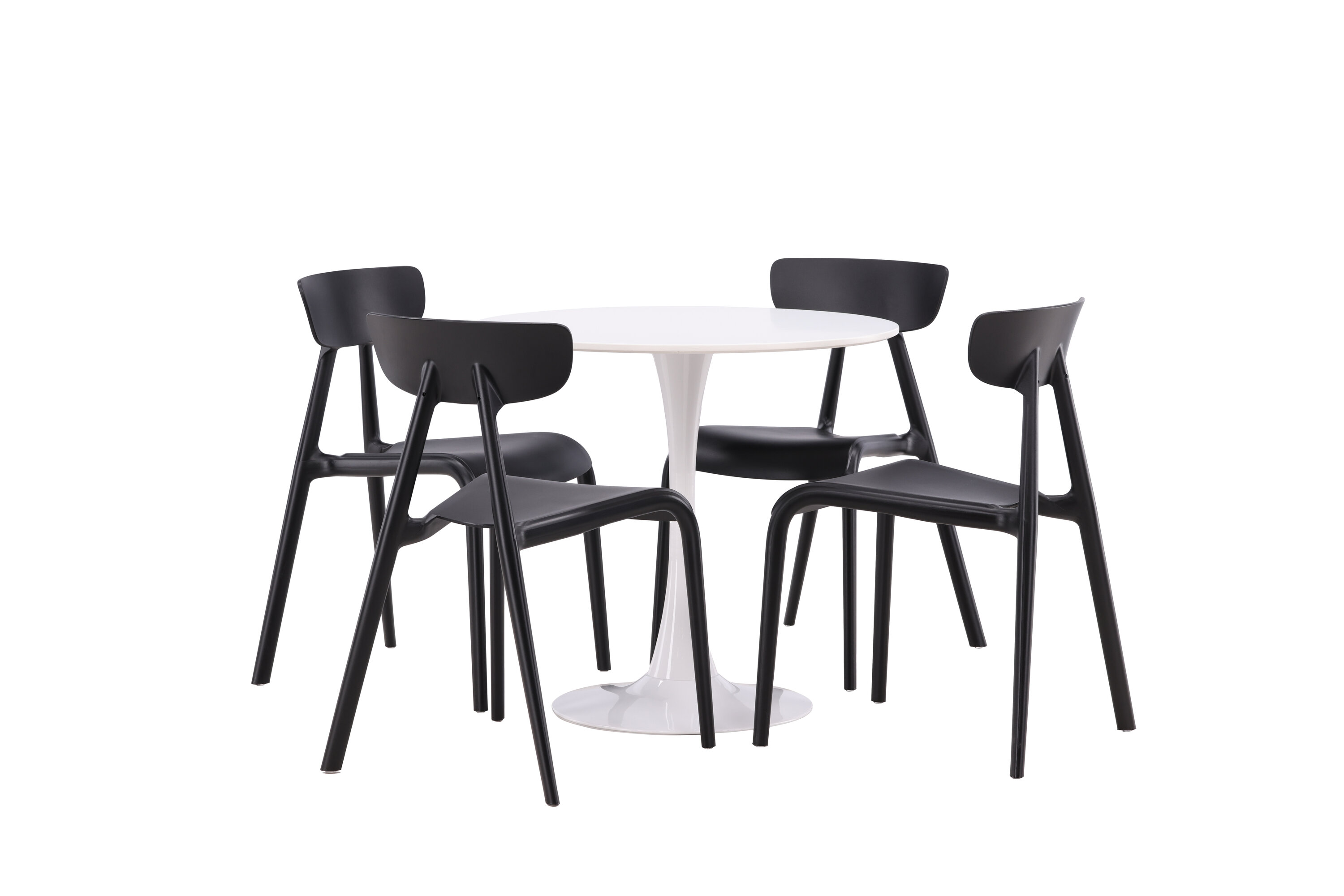 Hamden, Ursholmen ensemble repas rond blanc, noir sur fond clair