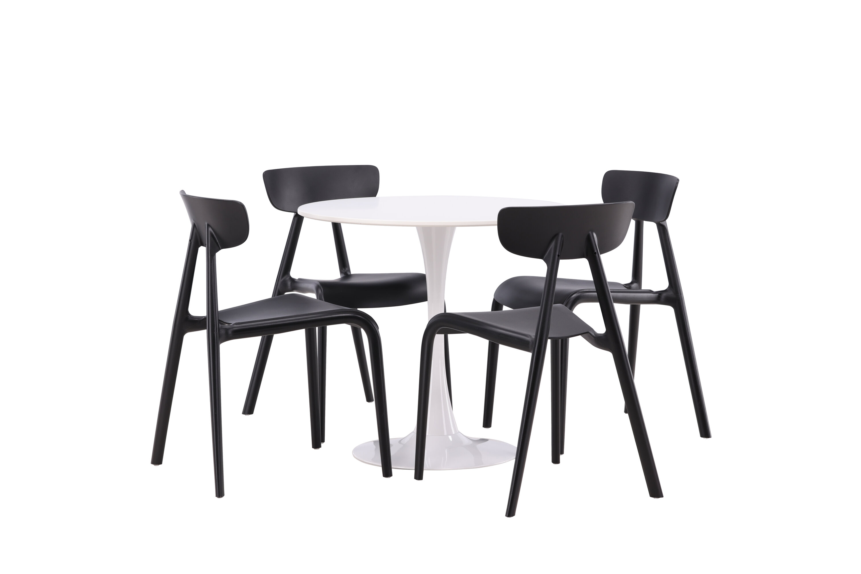 Hamden, Ursholmen ensemble repas rond blanc, noir sur fond clair