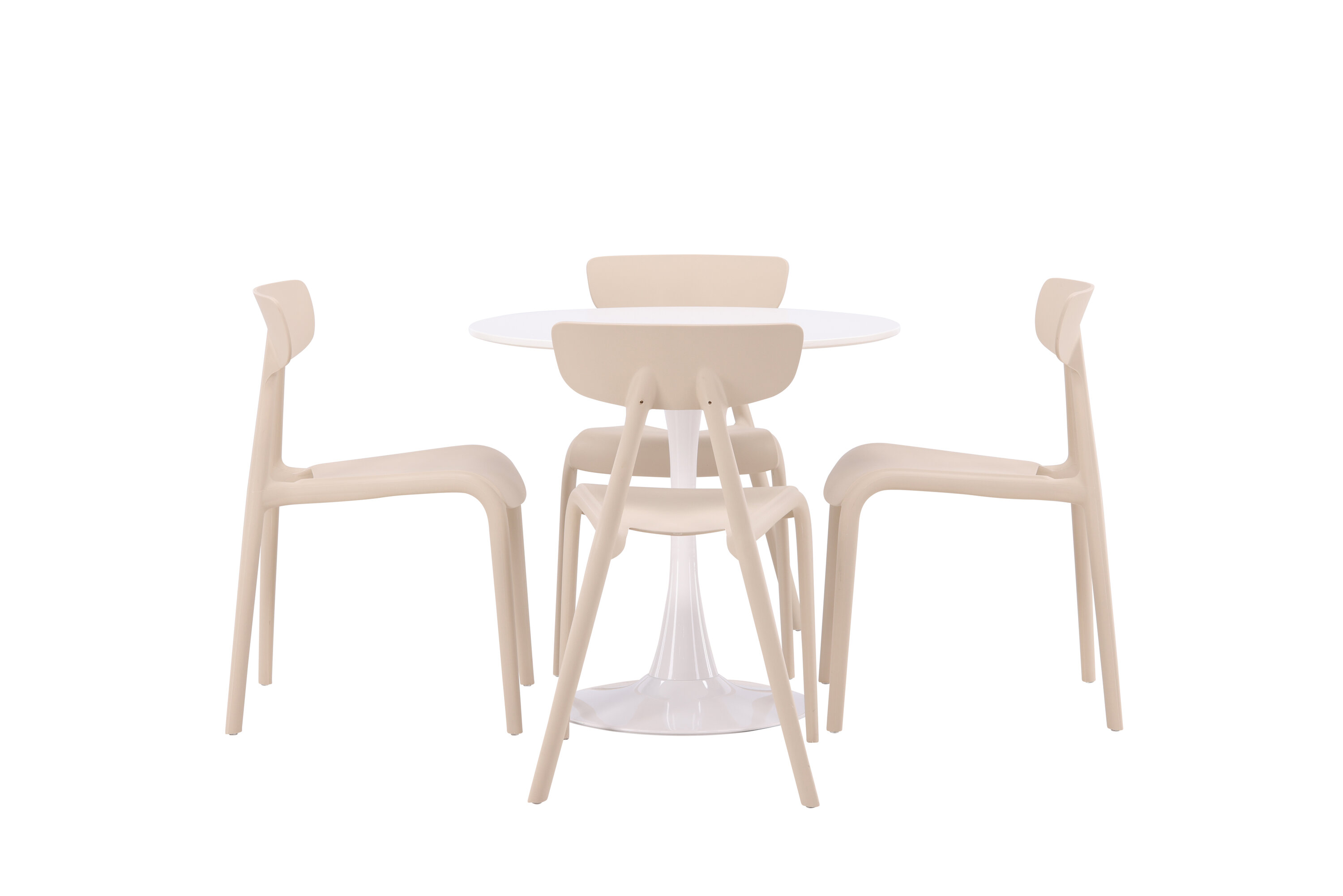 Hamden, Ursholmen ensemble repas rond blanc, beige sur fond clair