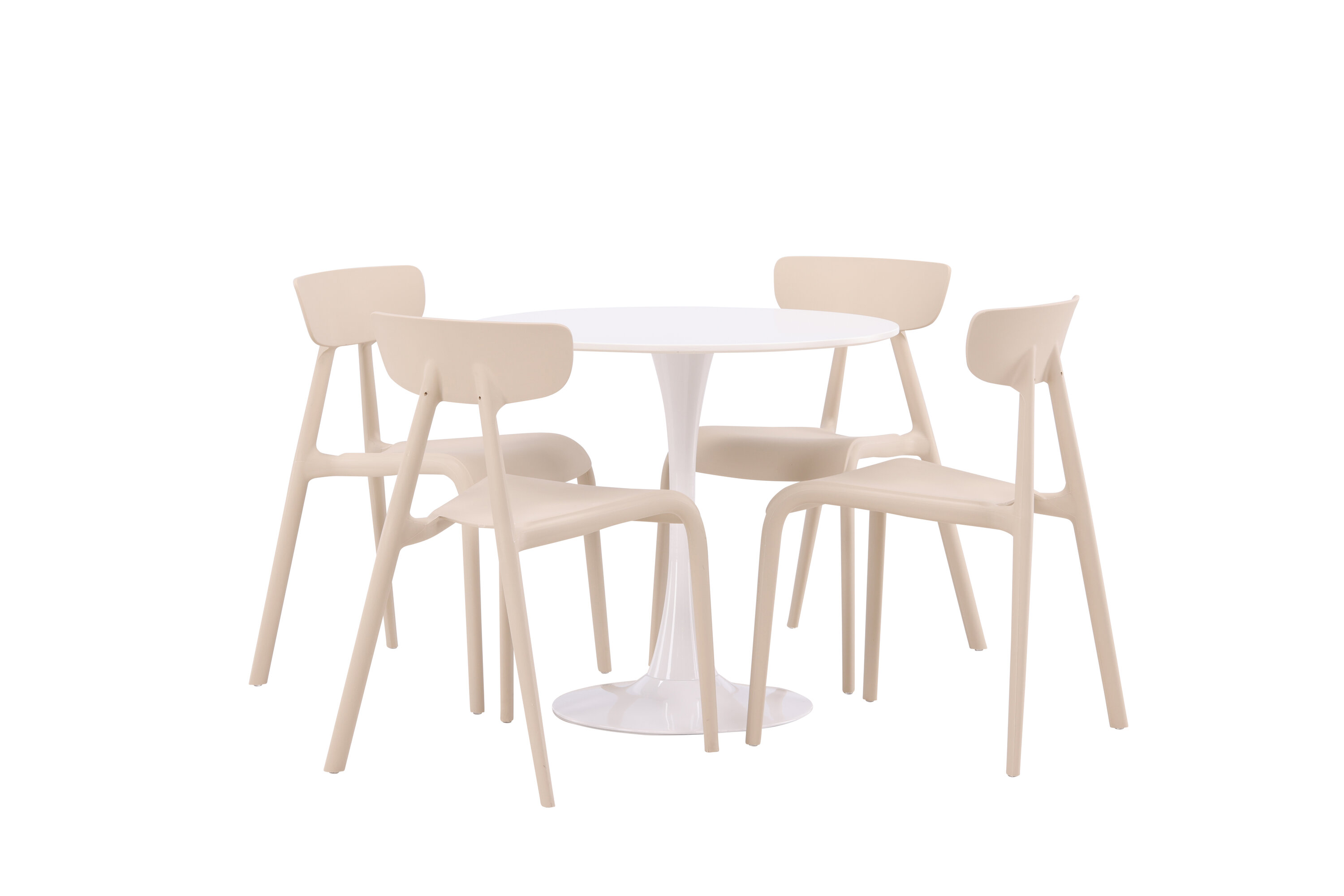 Hamden, Ursholmen ensemble repas rond blanc, beige sur fond clair