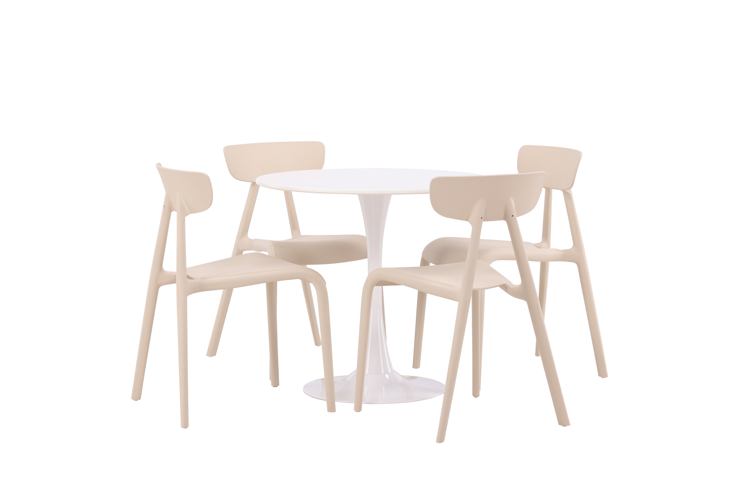 Hamden, Ursholmen ensemble repas rond blanc, beige sur fond clair