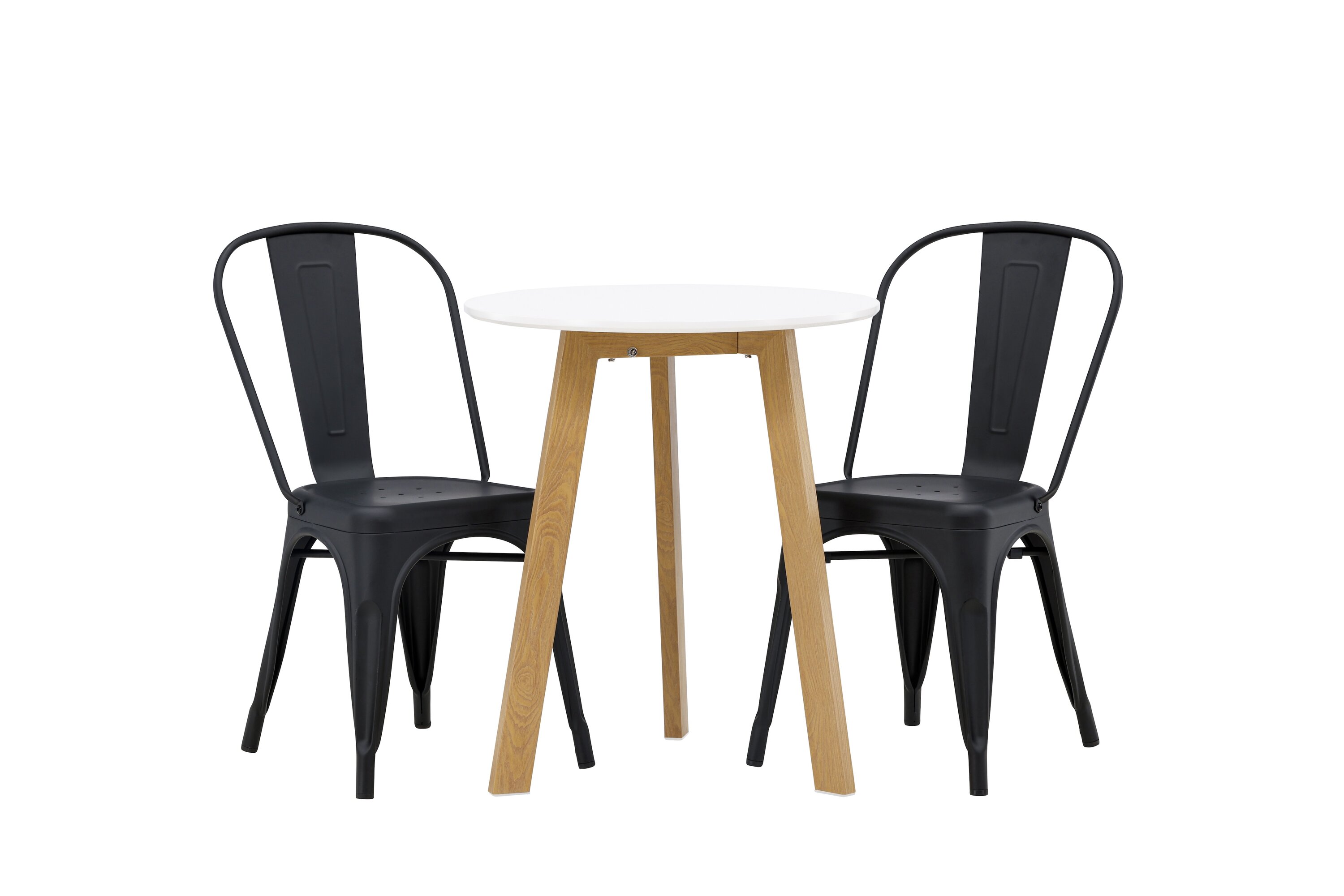 Leonora, Tempe ensemble repas rond naturel, noir, blanc 75 x 65 cm sur fond clair