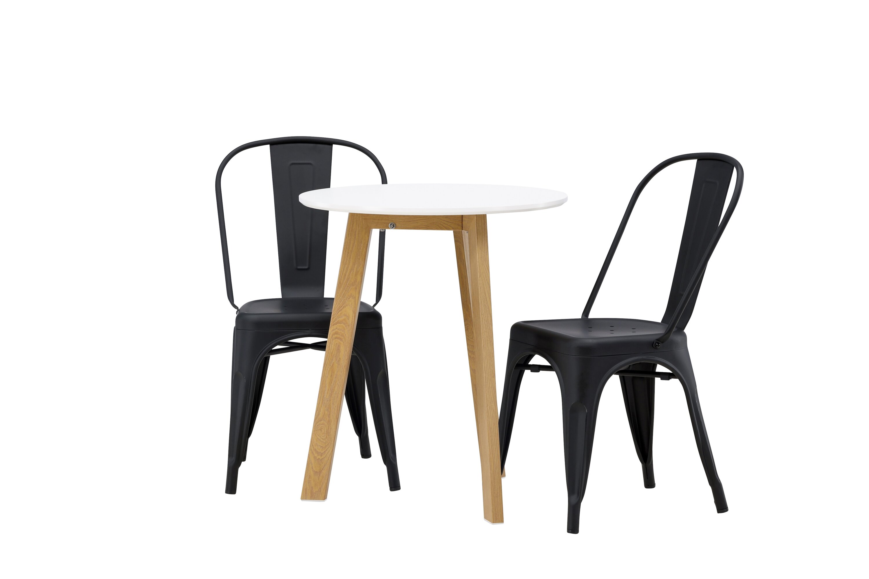 Leonora, Tempe ensemble repas rond naturel, noir, blanc 75 x 65 cm sur fond clair