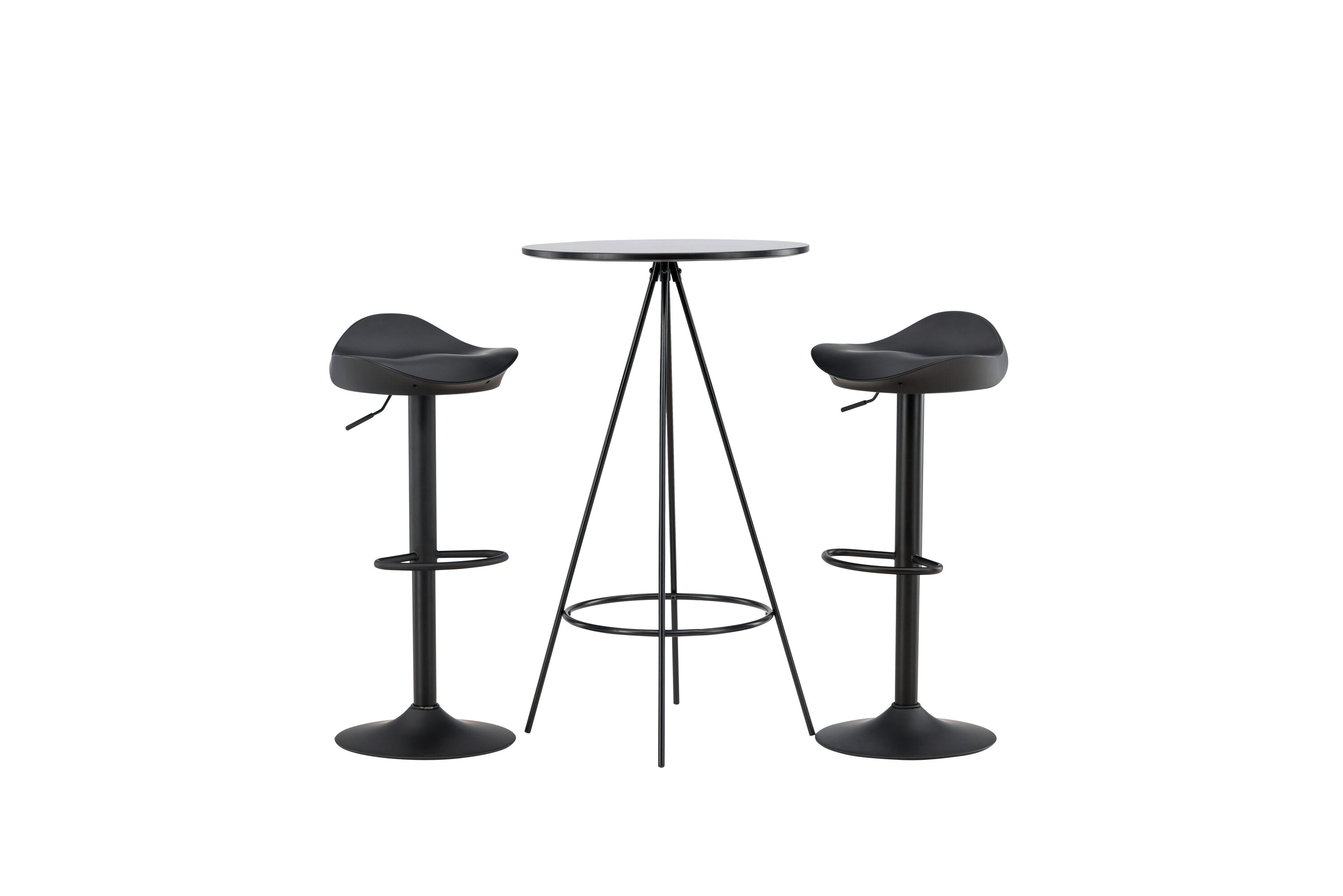 Bistro, Adesto ensemble repas rond noir Table : ⌀60 Chaise : 38 x 68,88 x 40 cm sur fond clair