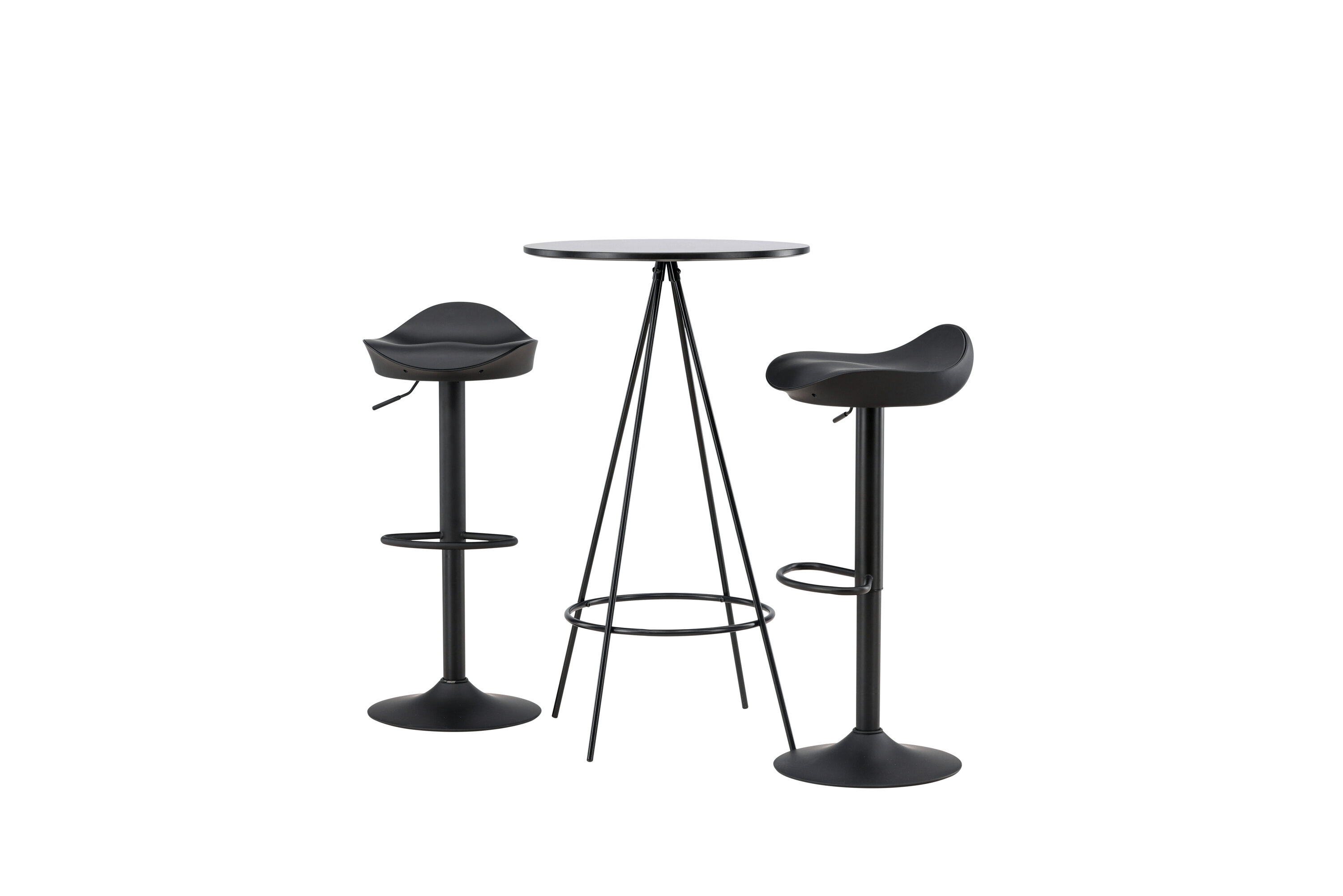 Bistro, Adesto ensemble repas rond noir Table : ⌀60 Chaise : 38 x 68,88 x 40 cm sur fond clair