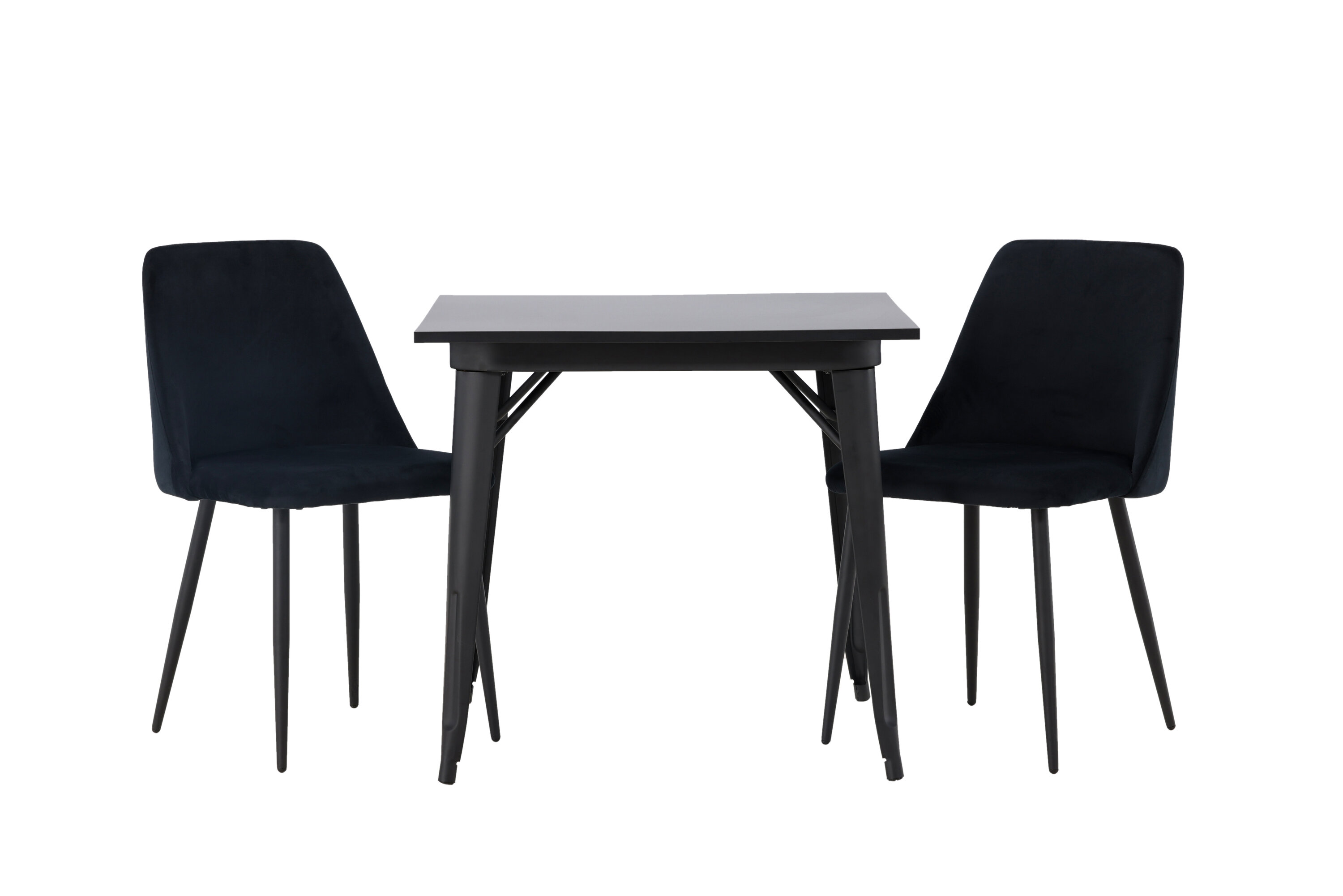 Tempe, Night ensemble repas rectangulaire noir Table : 75 x 80 x 80 Chaise : 56 x 87 x 49 cm sur fond clair