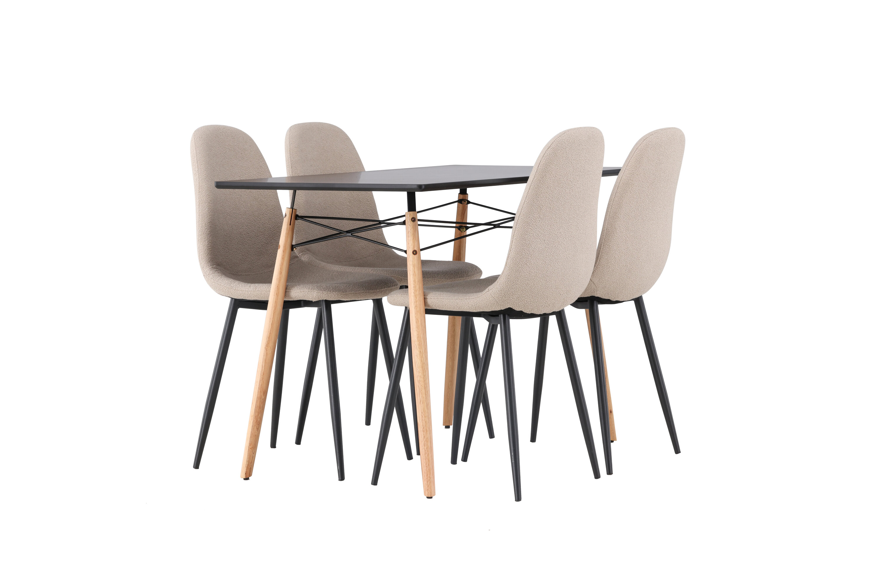 Danburi, Polar ensemble repas rectangulaire noir, beige, naturel sur fond clair