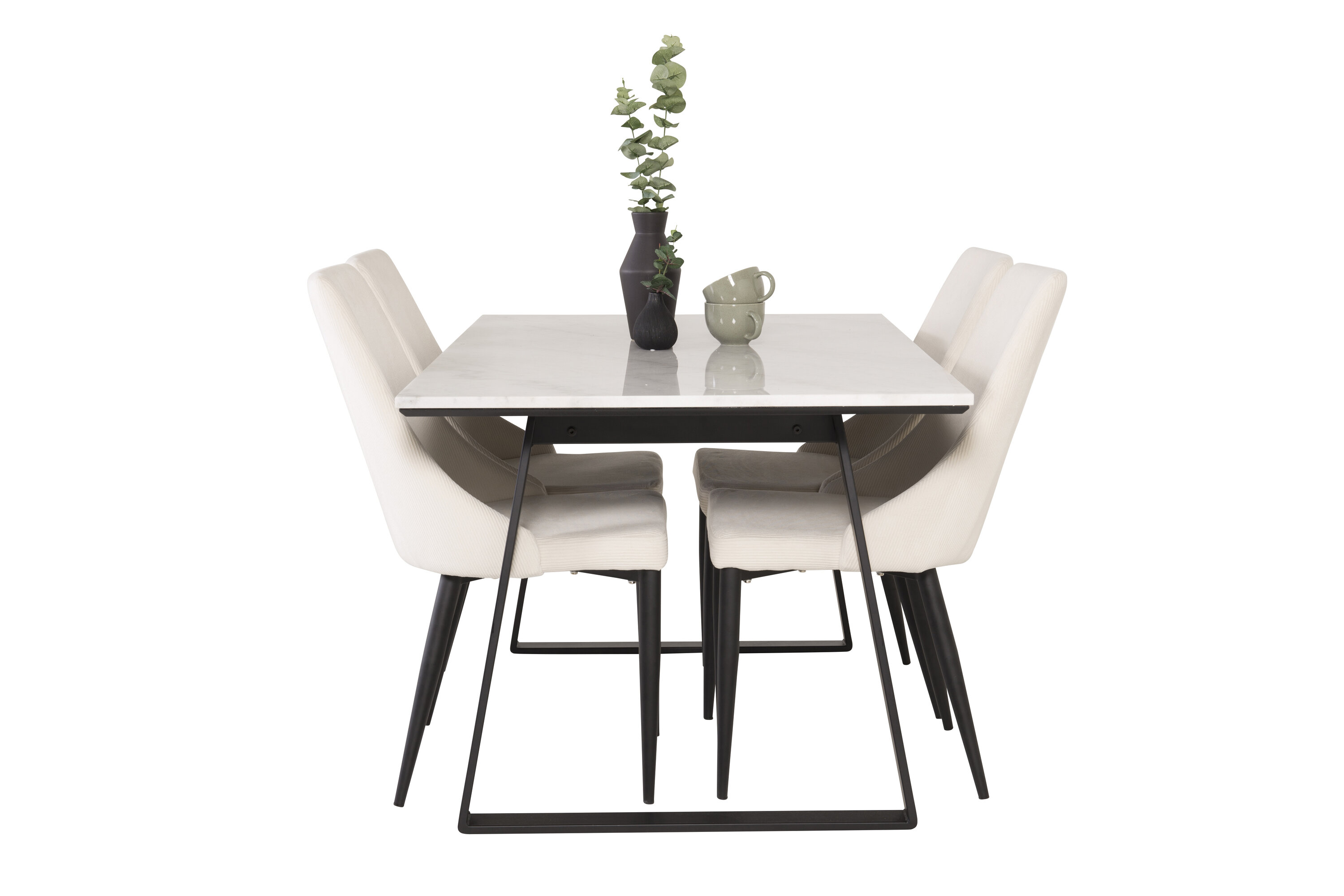 Détail du ensemble repas rectangulaire Estelle, Leone blanc, noir, beige