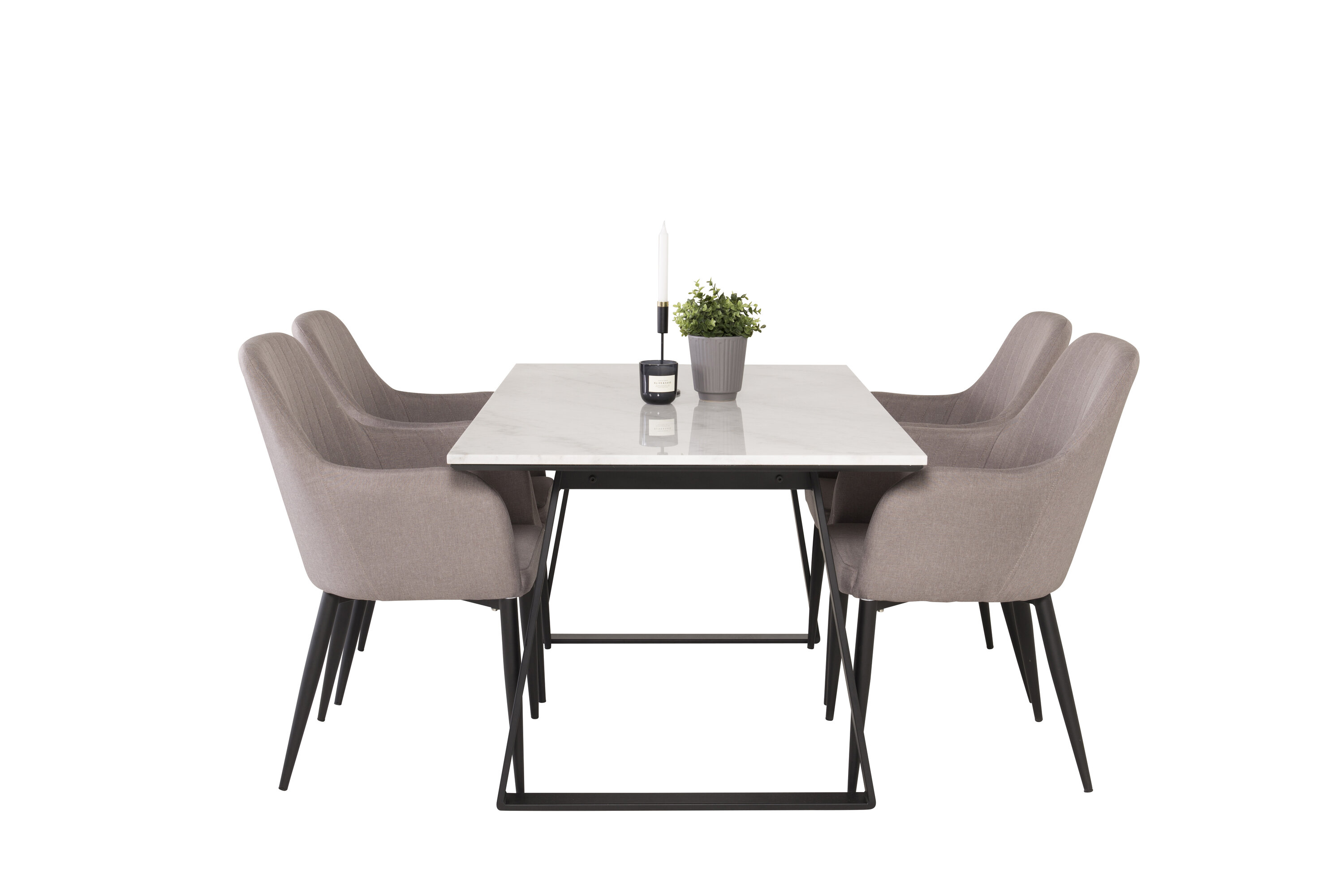 Détail du ensemble repas rectangulaire Estelle, Comfort blanc, noir, gris