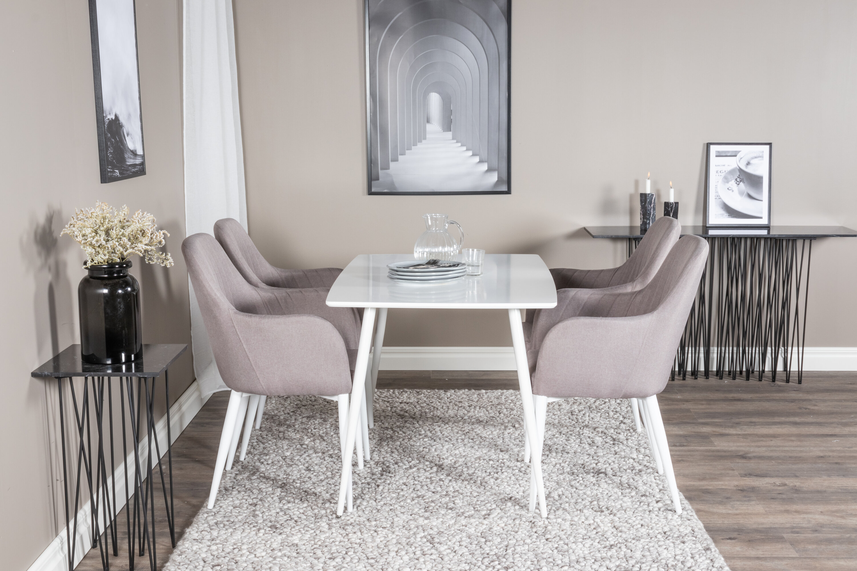 Détail du ensemble repas rectangulaire Polar, Comfort blanc, gris