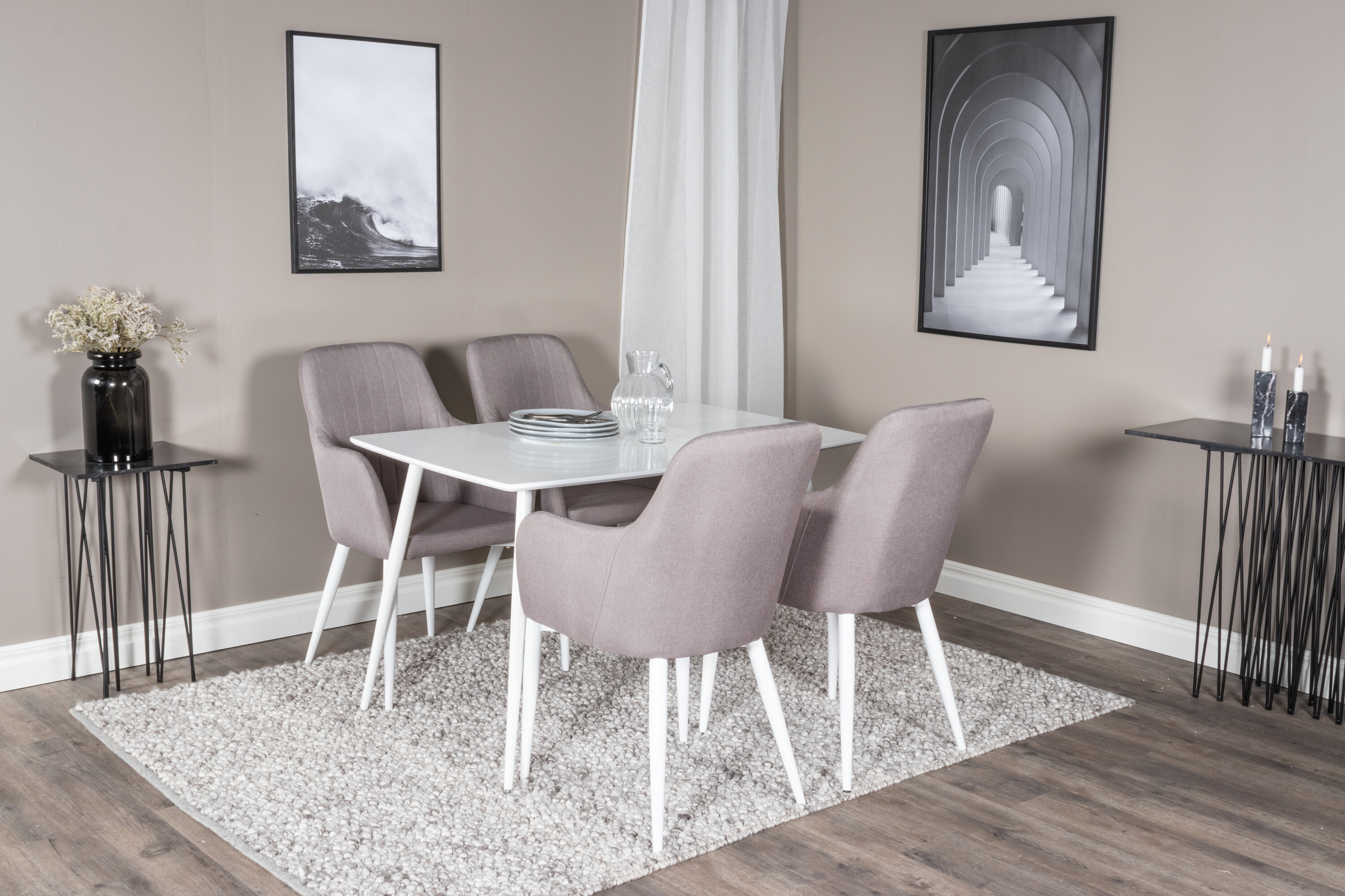 Détail du ensemble repas rectangulaire Polar, Comfort blanc, gris