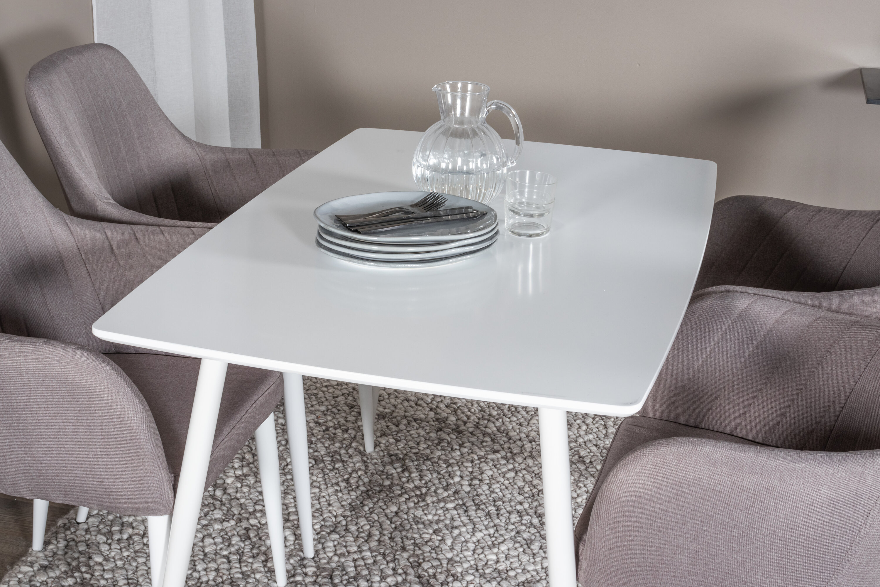 Détail du ensemble repas rectangulaire Polar, Comfort blanc, gris