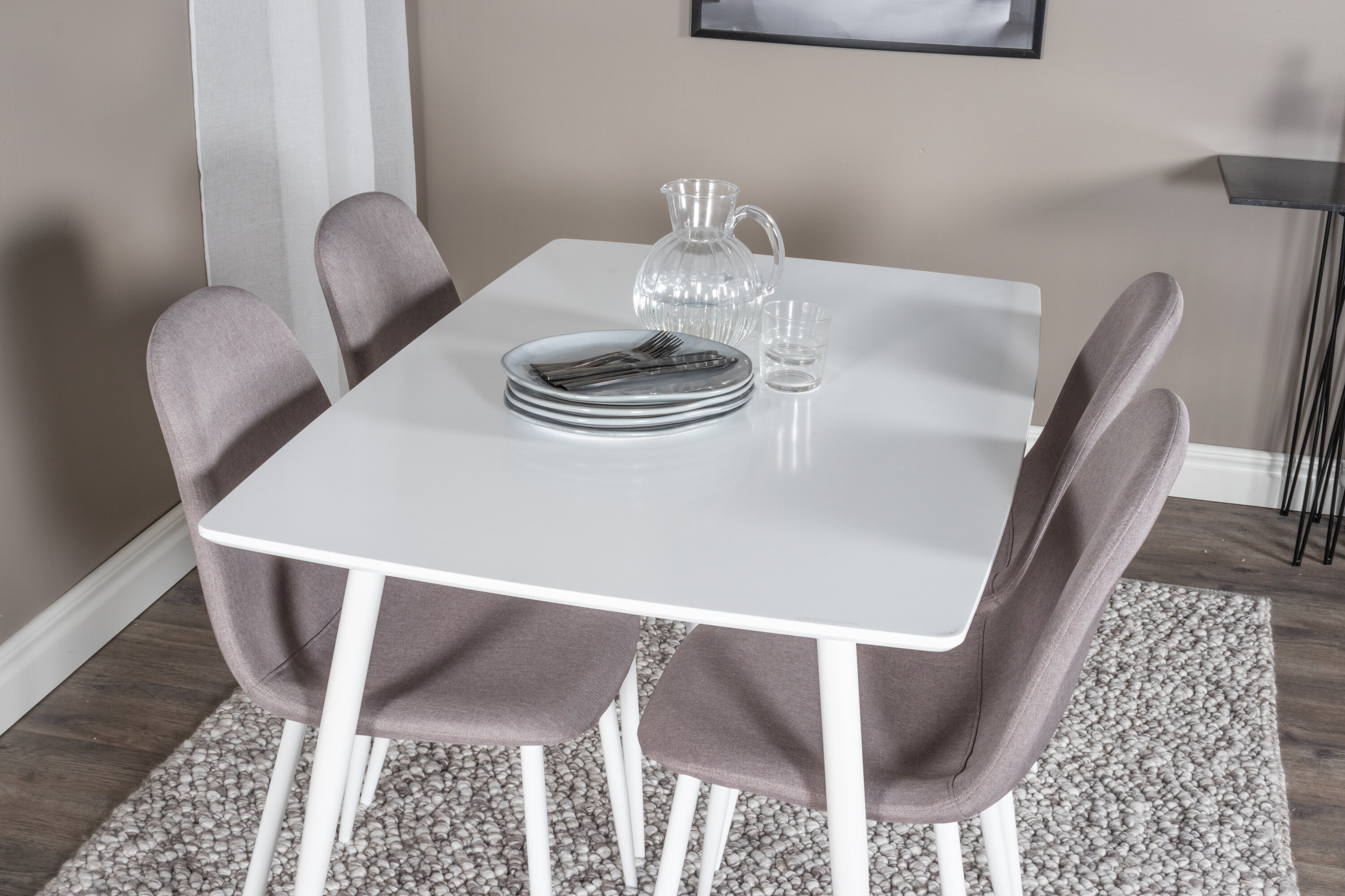Détail du ensemble repas rectangulaire Polar, Polar blanc, gris