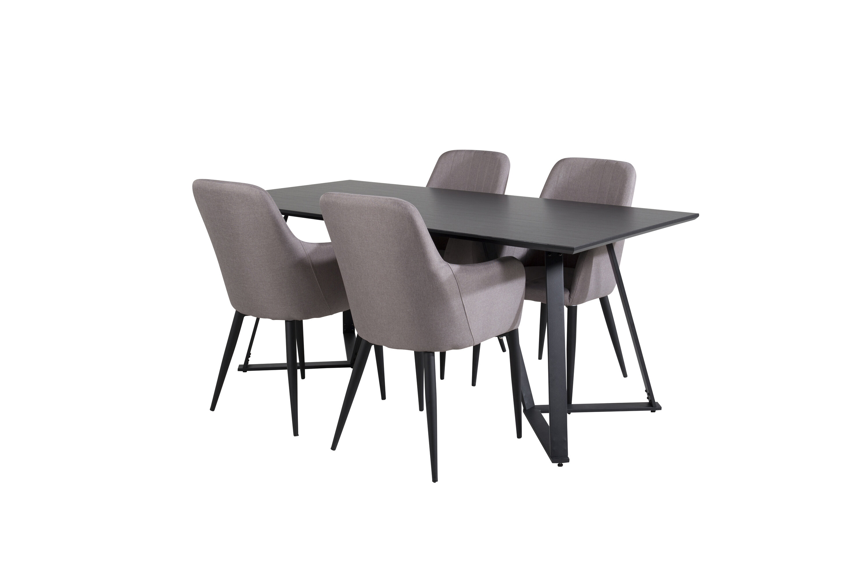 Détail du ensemble repas rectangulaire Marina, Comfort noir, gris