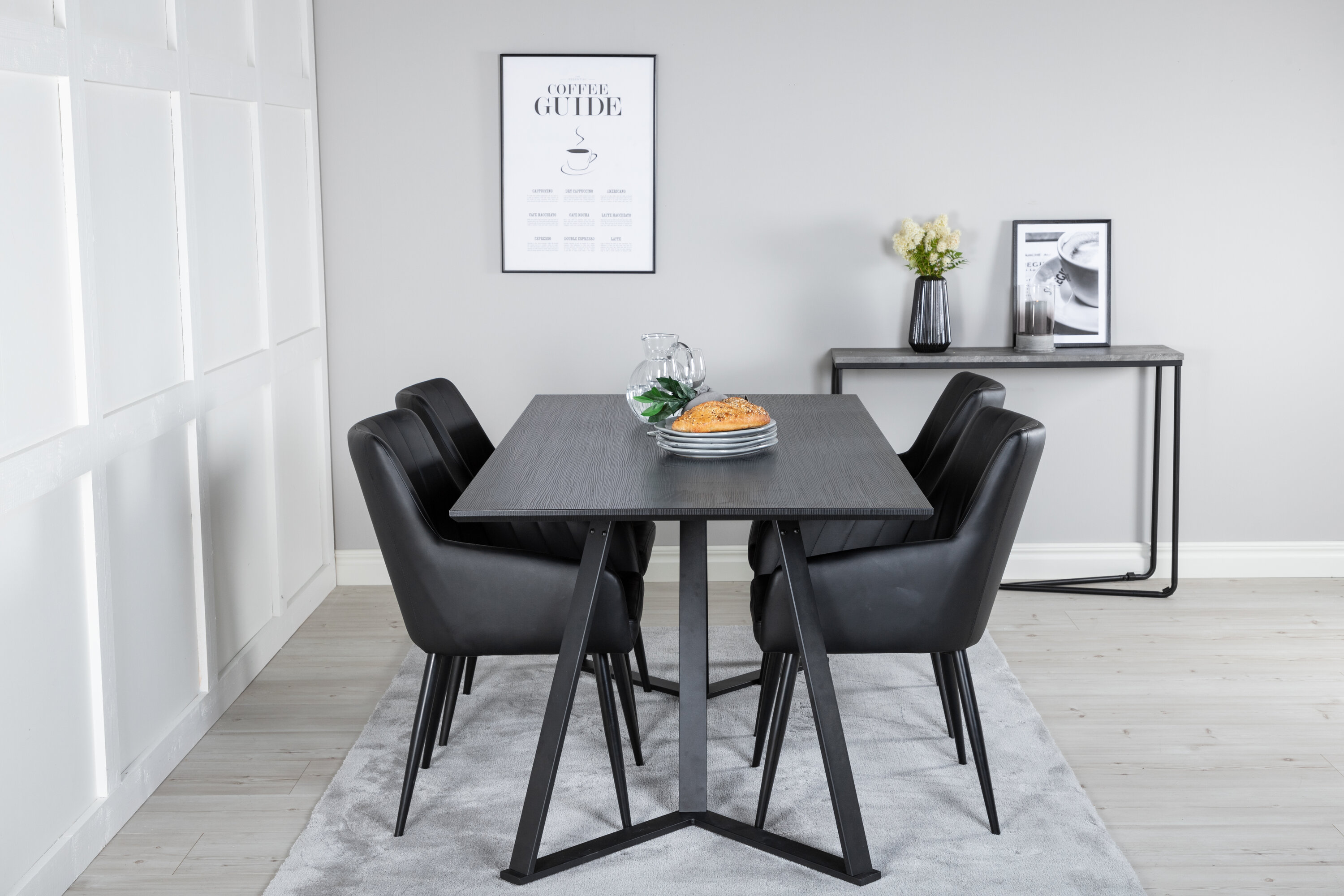 Détail du ensemble repas rectangulaire Marina, Comfort noir