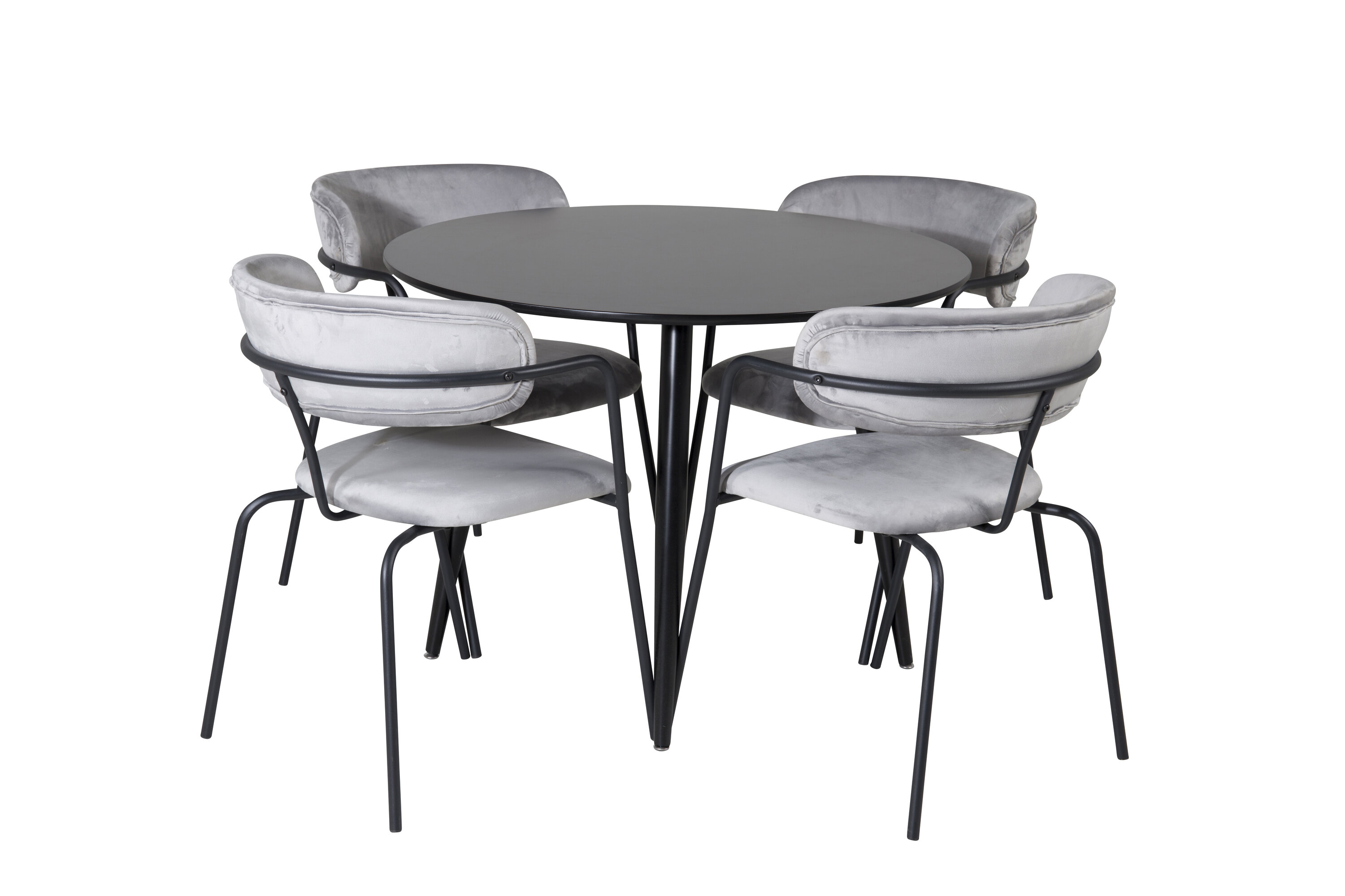 Détail du ensemble repas rond Plaza, Arrow noir, gris