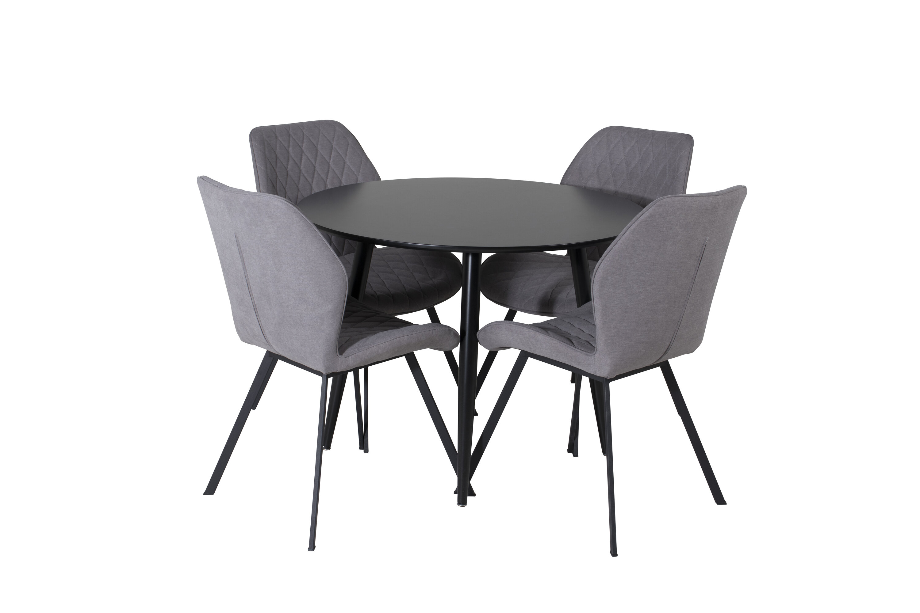 Détail du ensemble repas rond Plaza, Gemma noir, gris