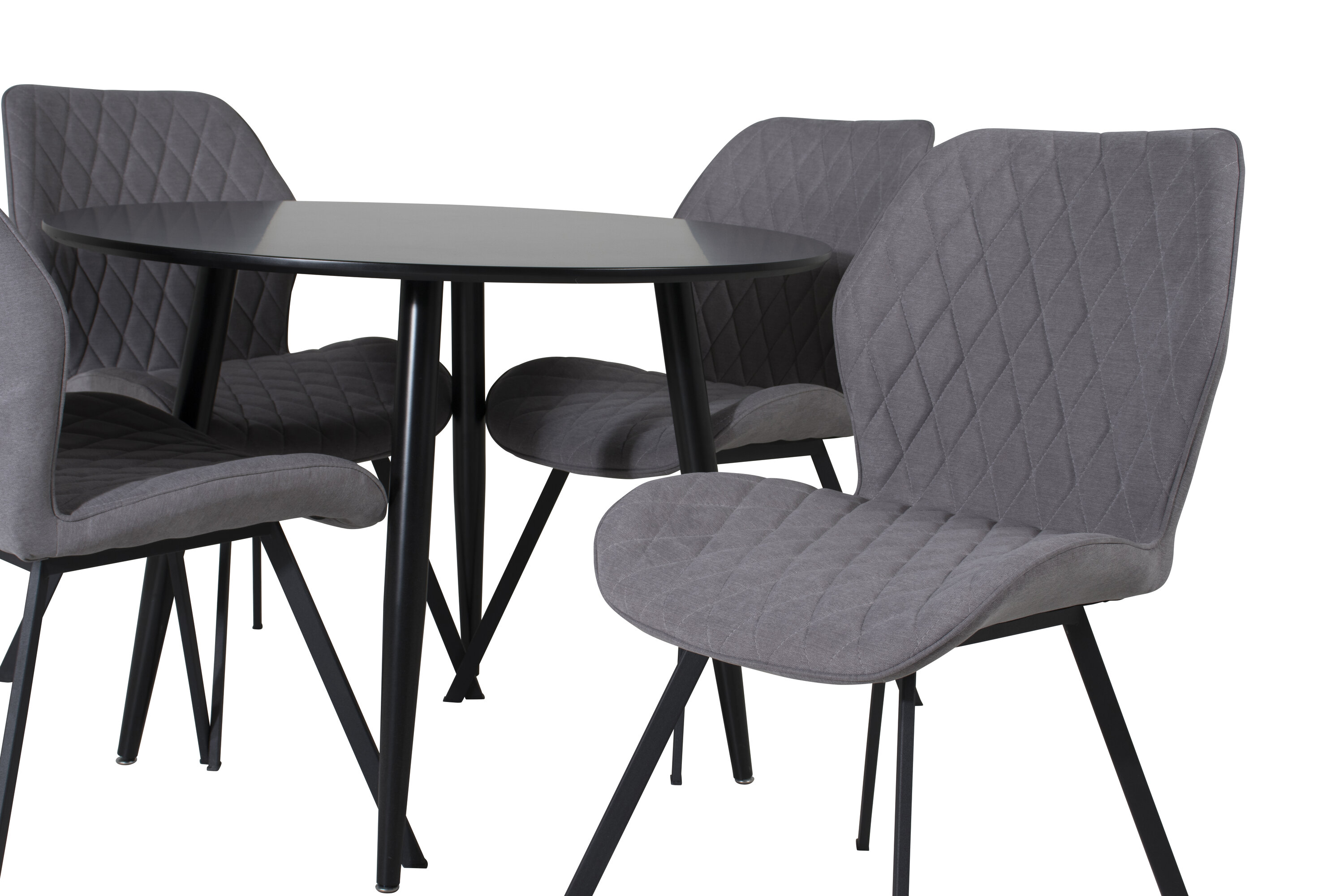 Détail du ensemble repas rond Plaza, Gemma noir, gris