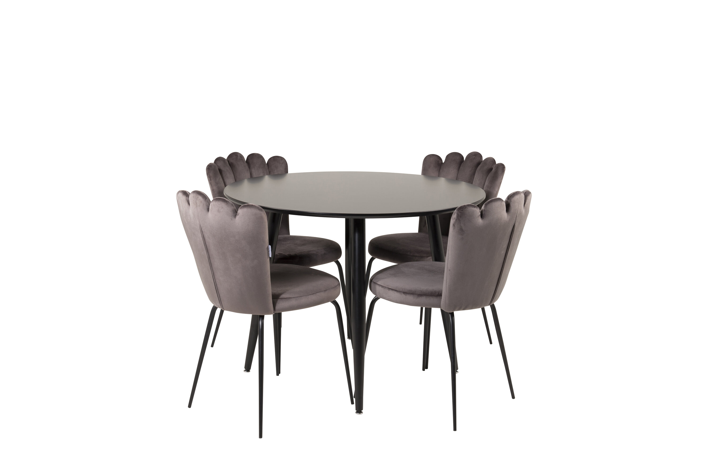 Détail du ensemble repas rond Plaza, Limhamn noir, gris