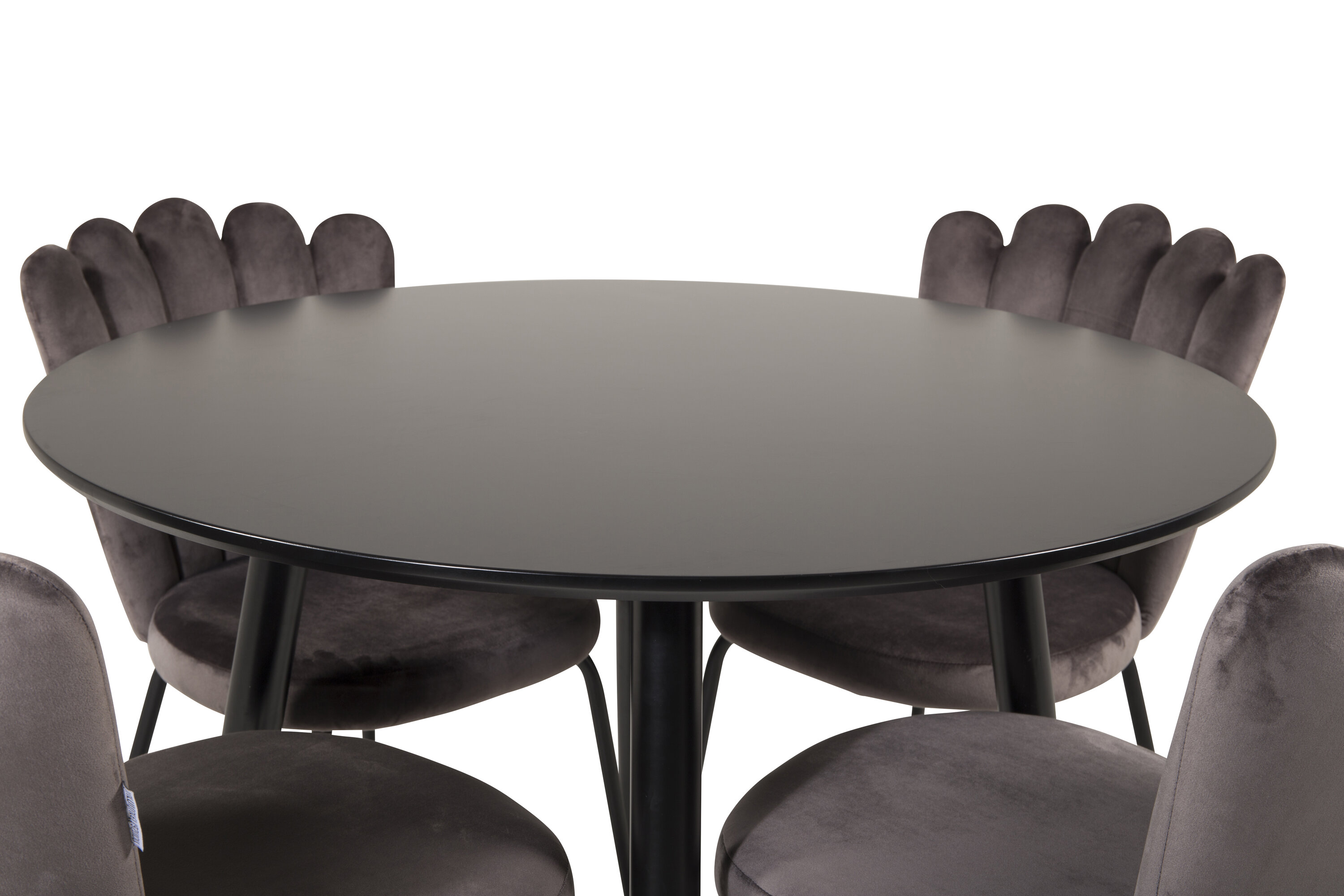 Détail du ensemble repas rond Plaza, Limhamn noir, gris