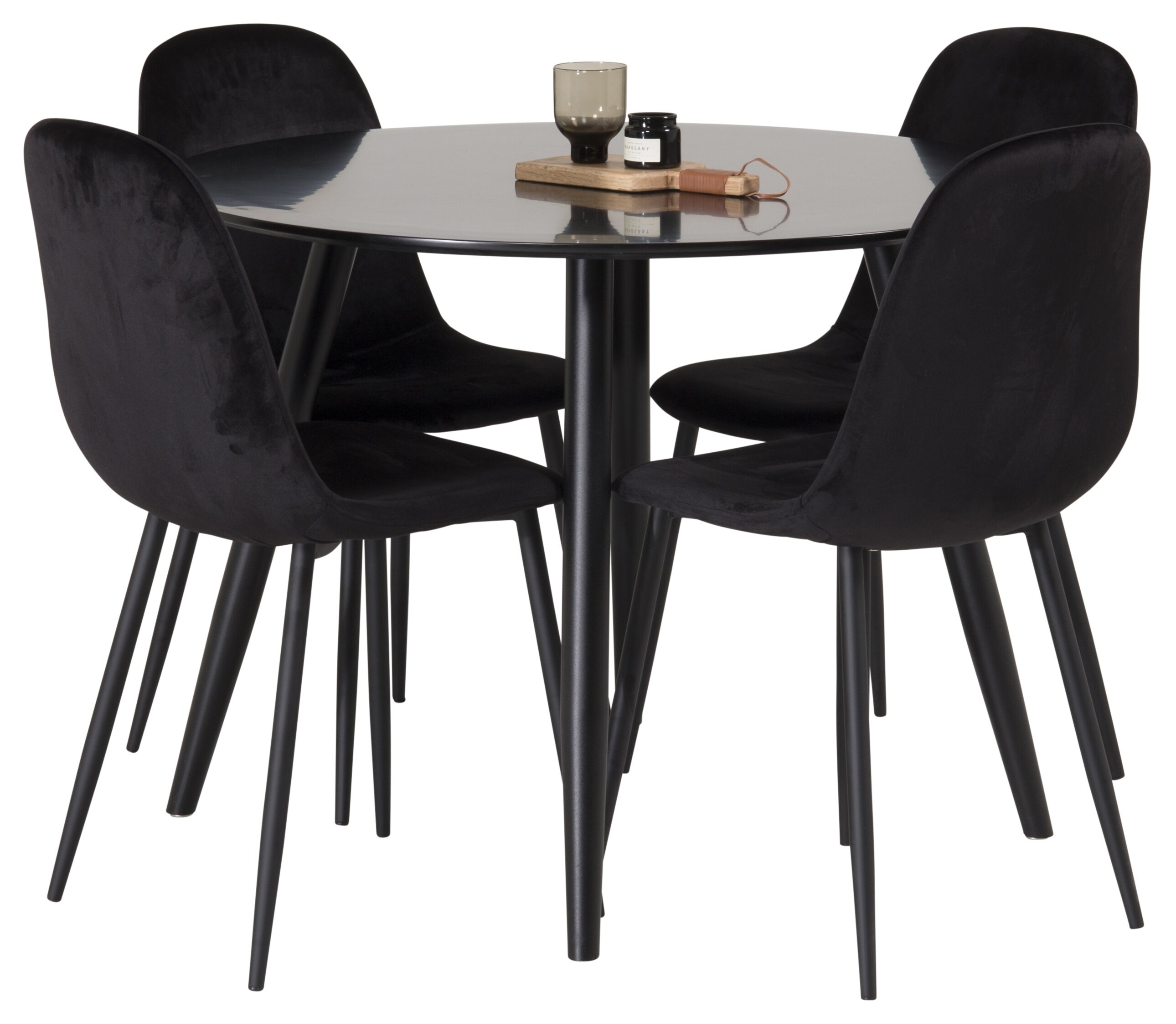 Détail du ensemble repas rond Plaza, Polar noir
