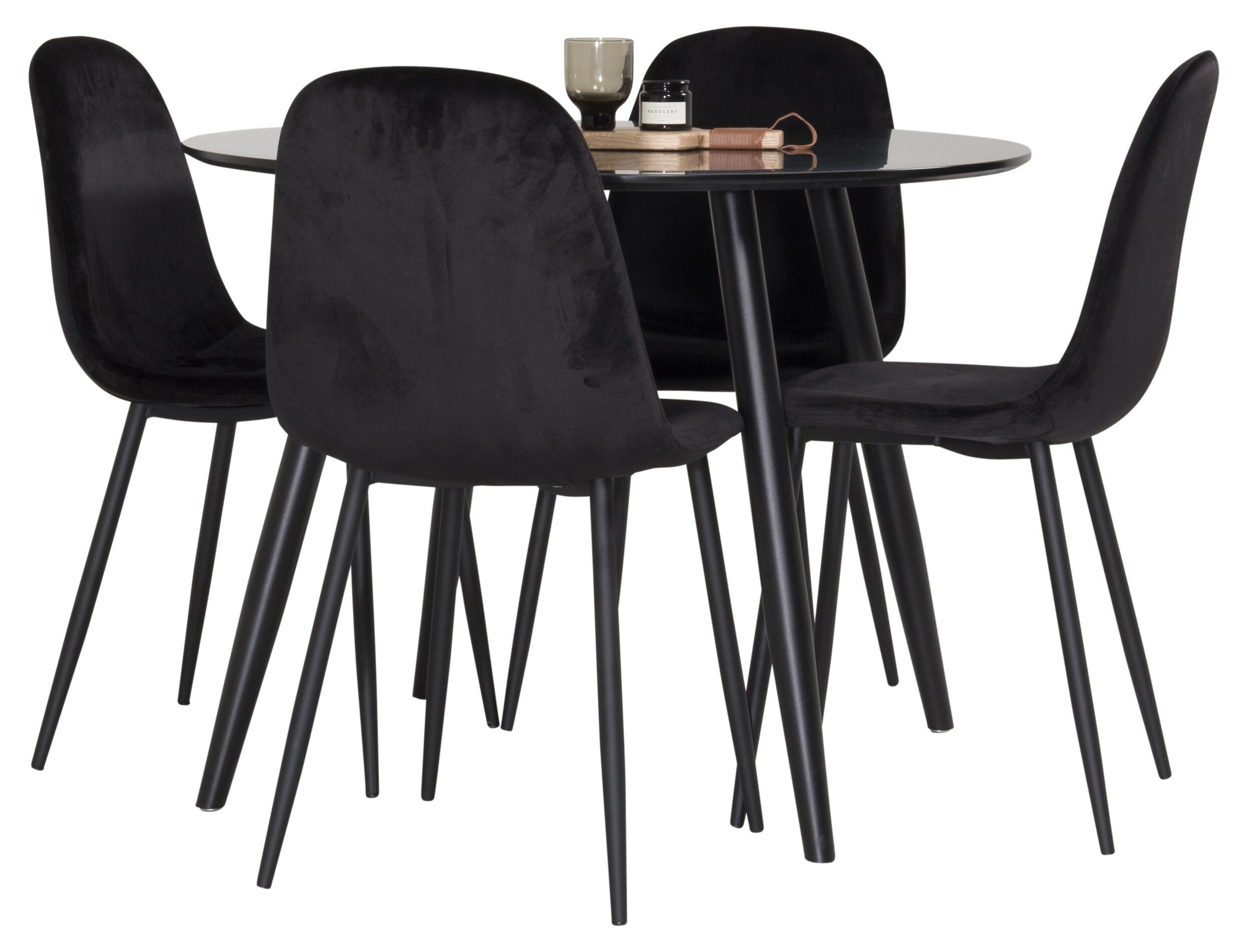Détail du ensemble repas rond Plaza, Polar noir