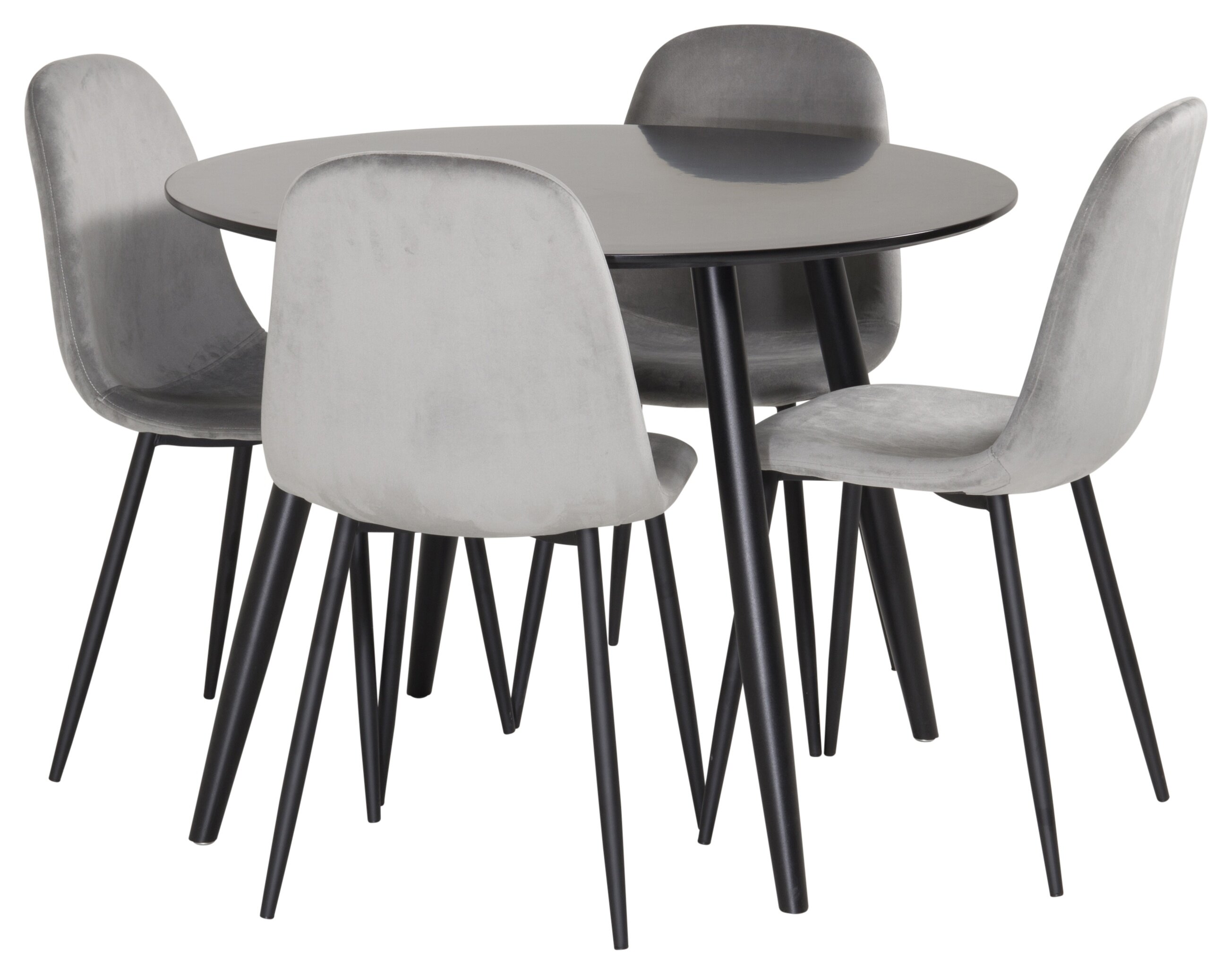 Détail du ensemble repas rond Plaza, Polar noir, gris