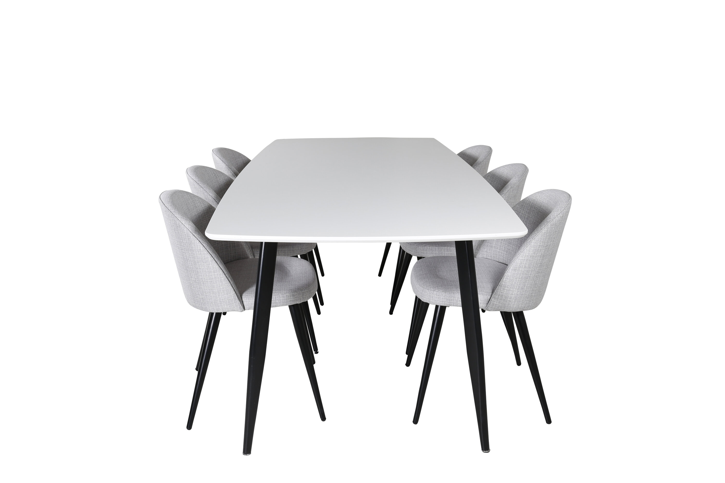 Détail du ensemble repas rectangulaire Polar, Velvet blanc, noir, gris clair, gris
