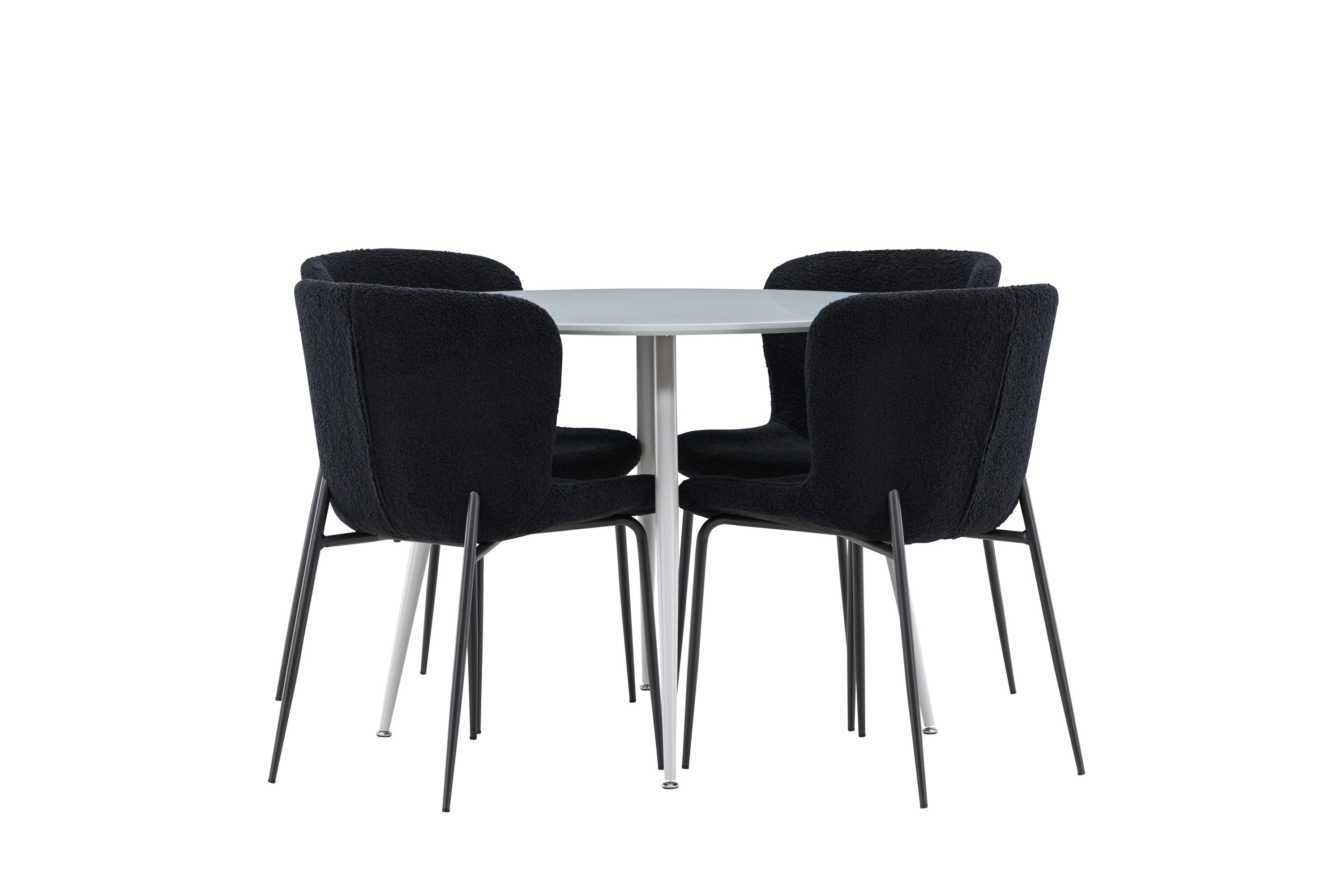 Plaza, Modesto ensemble repas rond gris, noir sur fond clair