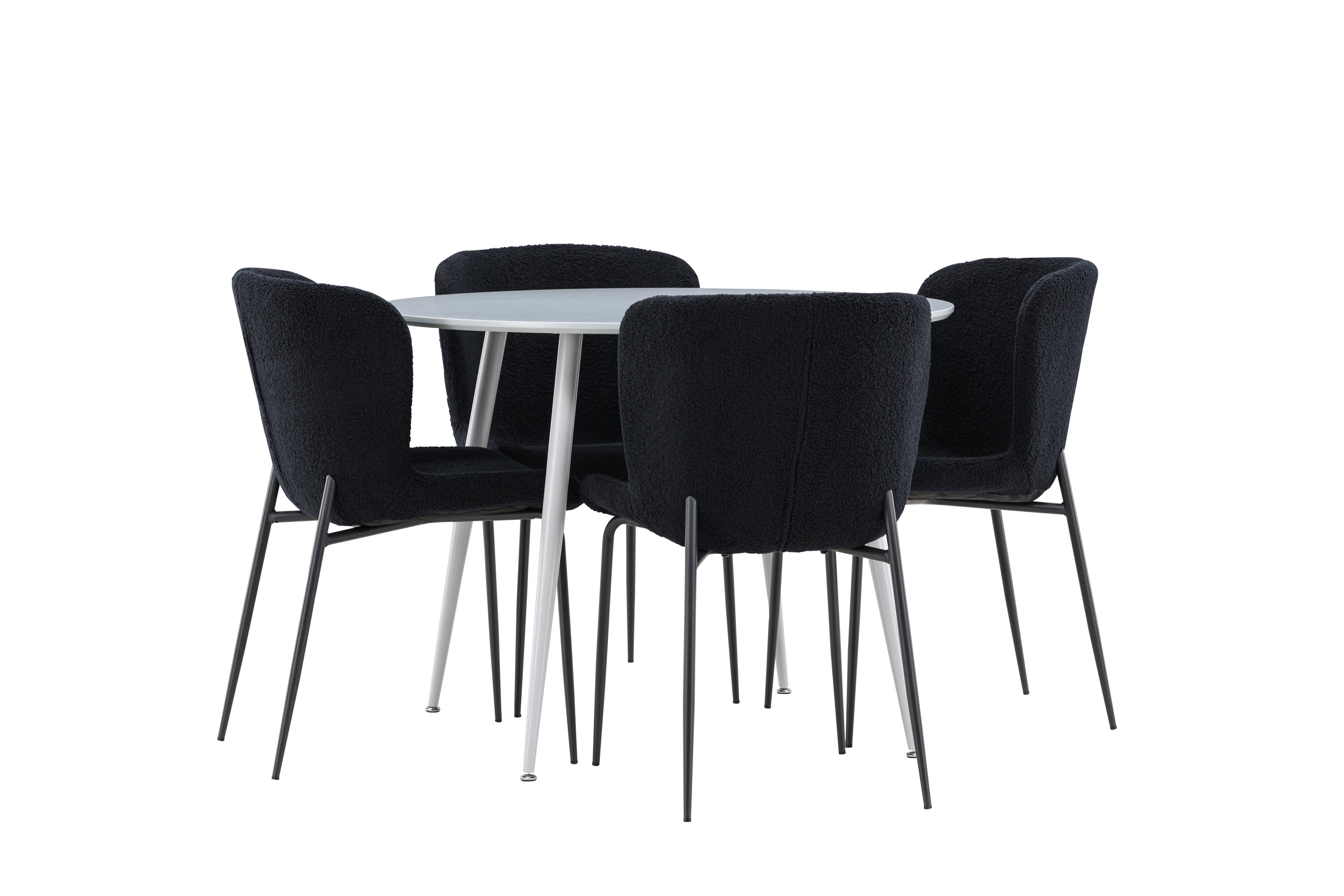 Plaza, Modesto ensemble repas rond gris, noir sur fond clair