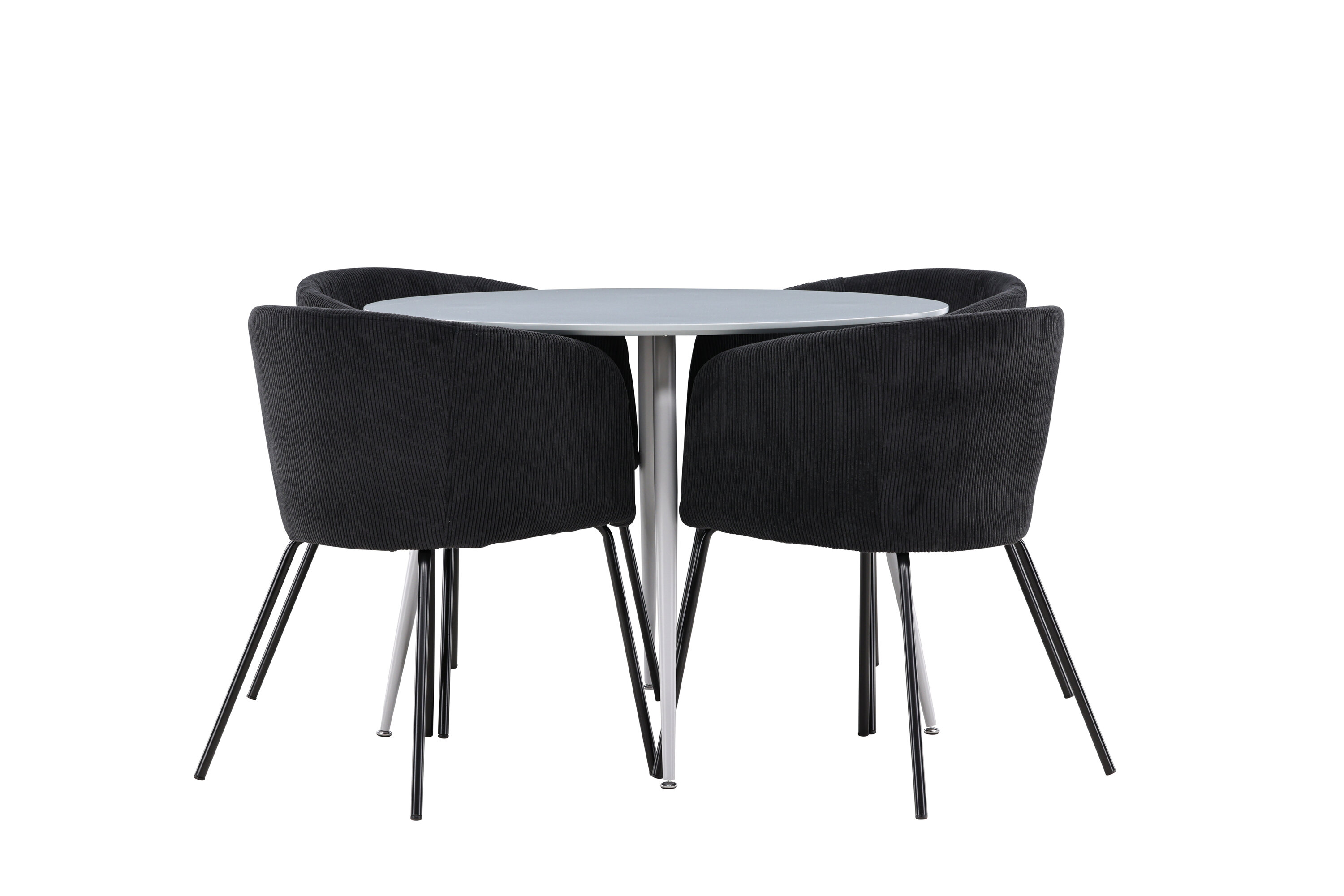 Plaza, Berit ensemble repas rond gris, noir sur fond clair