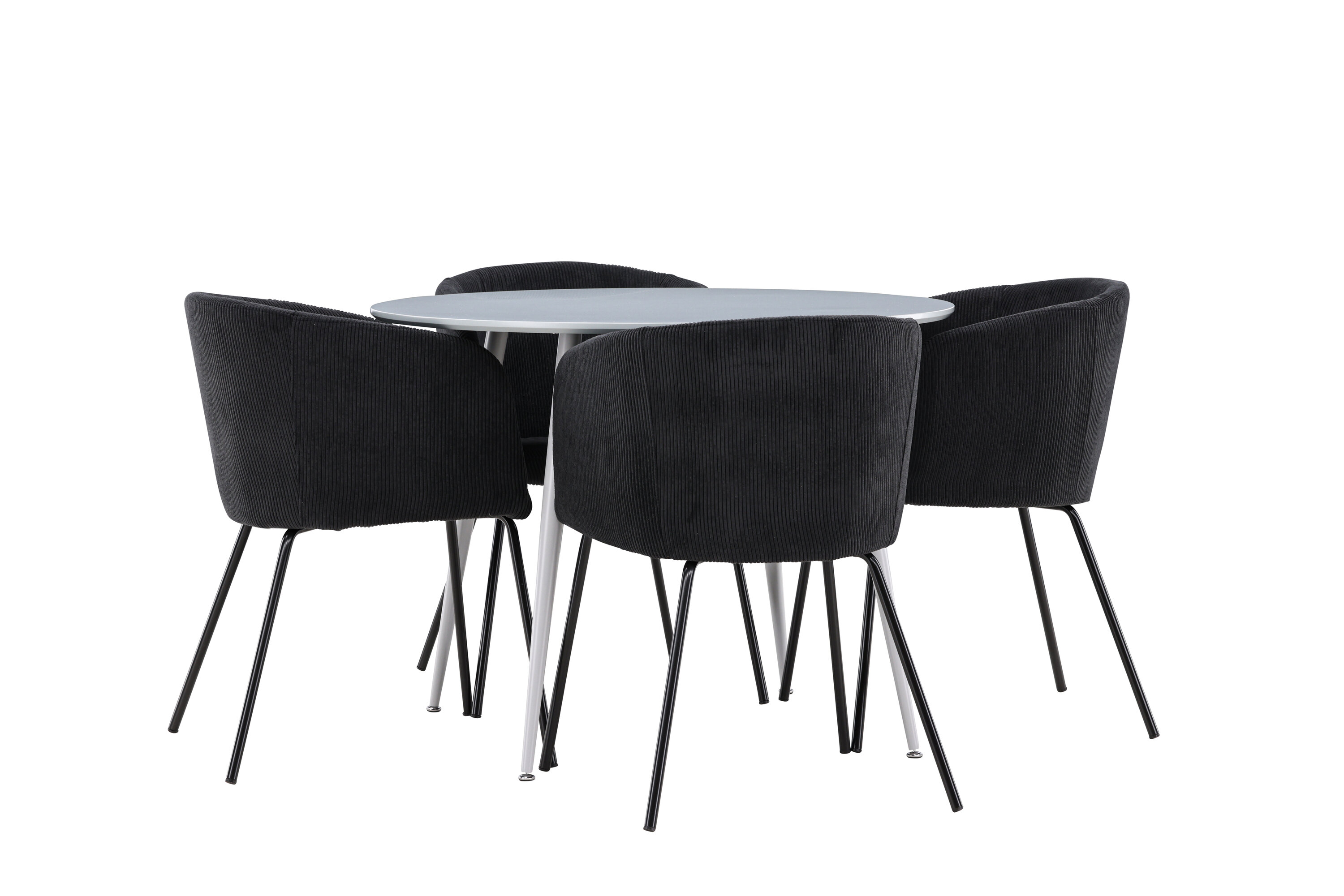 Plaza, Berit ensemble repas rond gris, noir sur fond clair