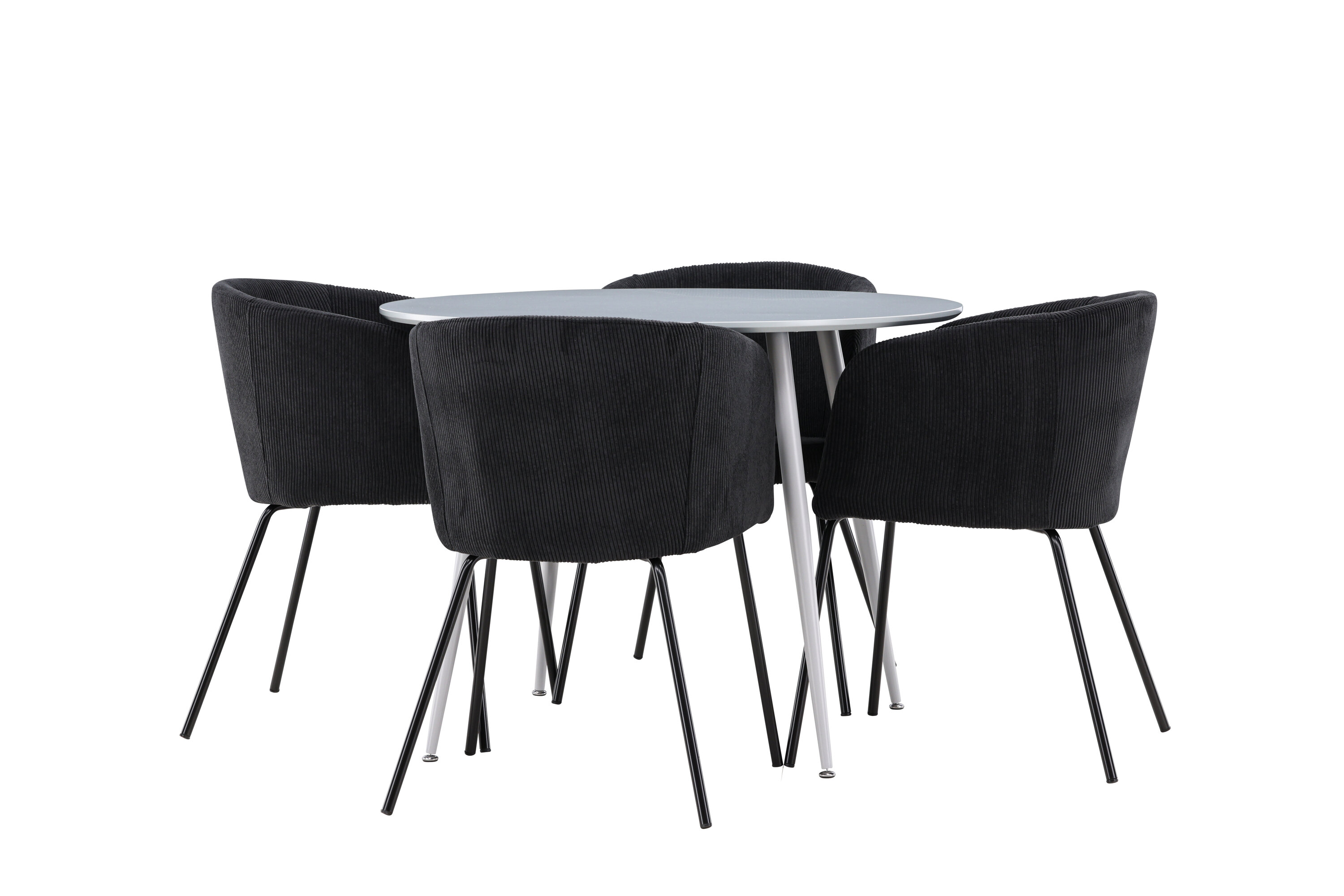 Plaza, Berit ensemble repas rond gris, noir sur fond clair