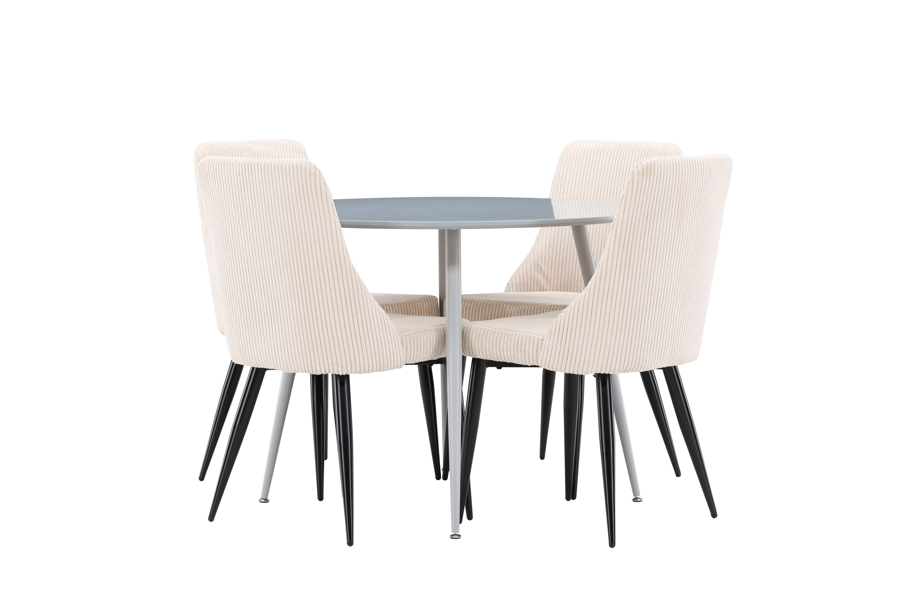 Plaza, Leone ensemble repas rond gris, beige, noir sur fond clair