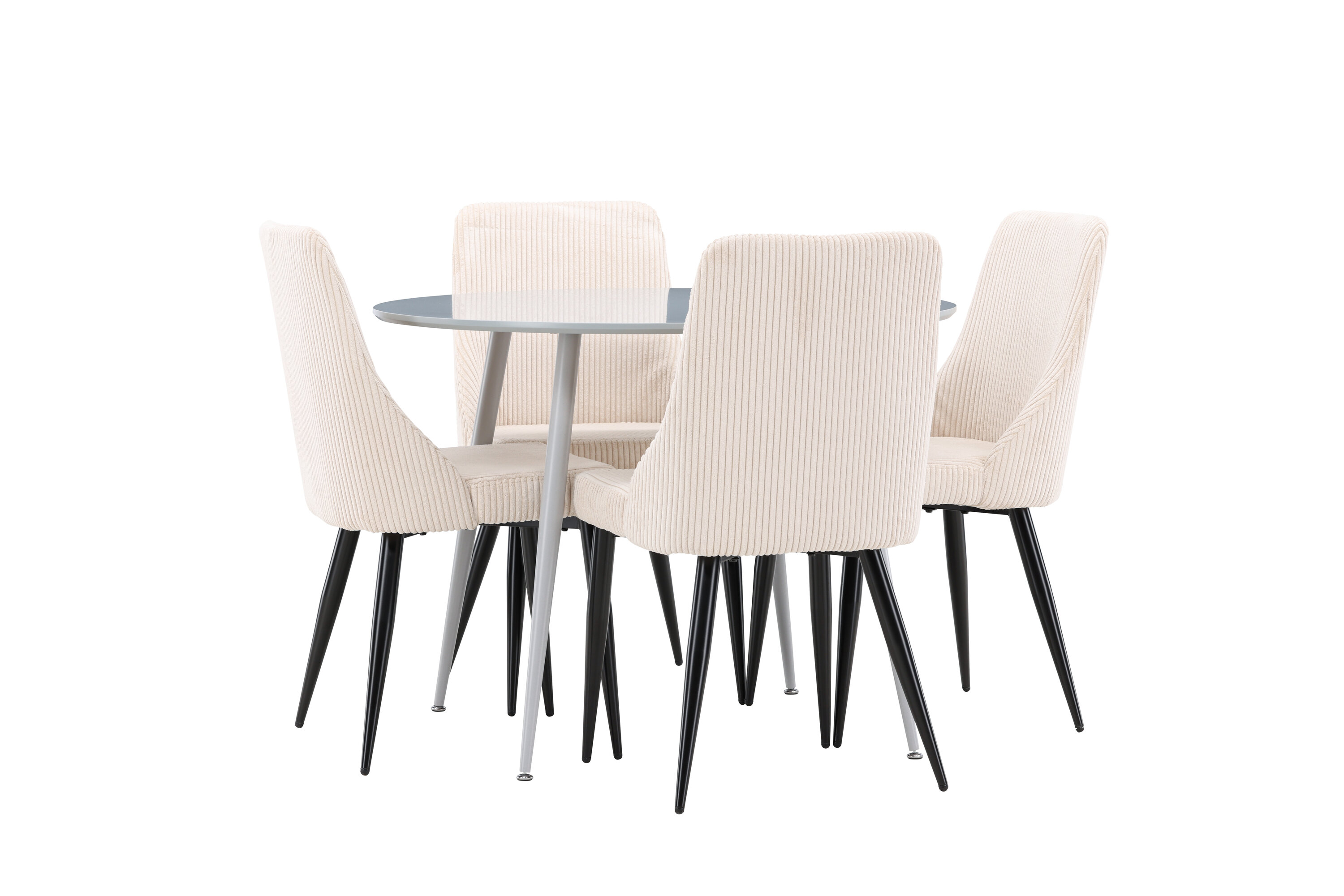 Plaza, Leone ensemble repas rond gris, beige, noir sur fond clair
