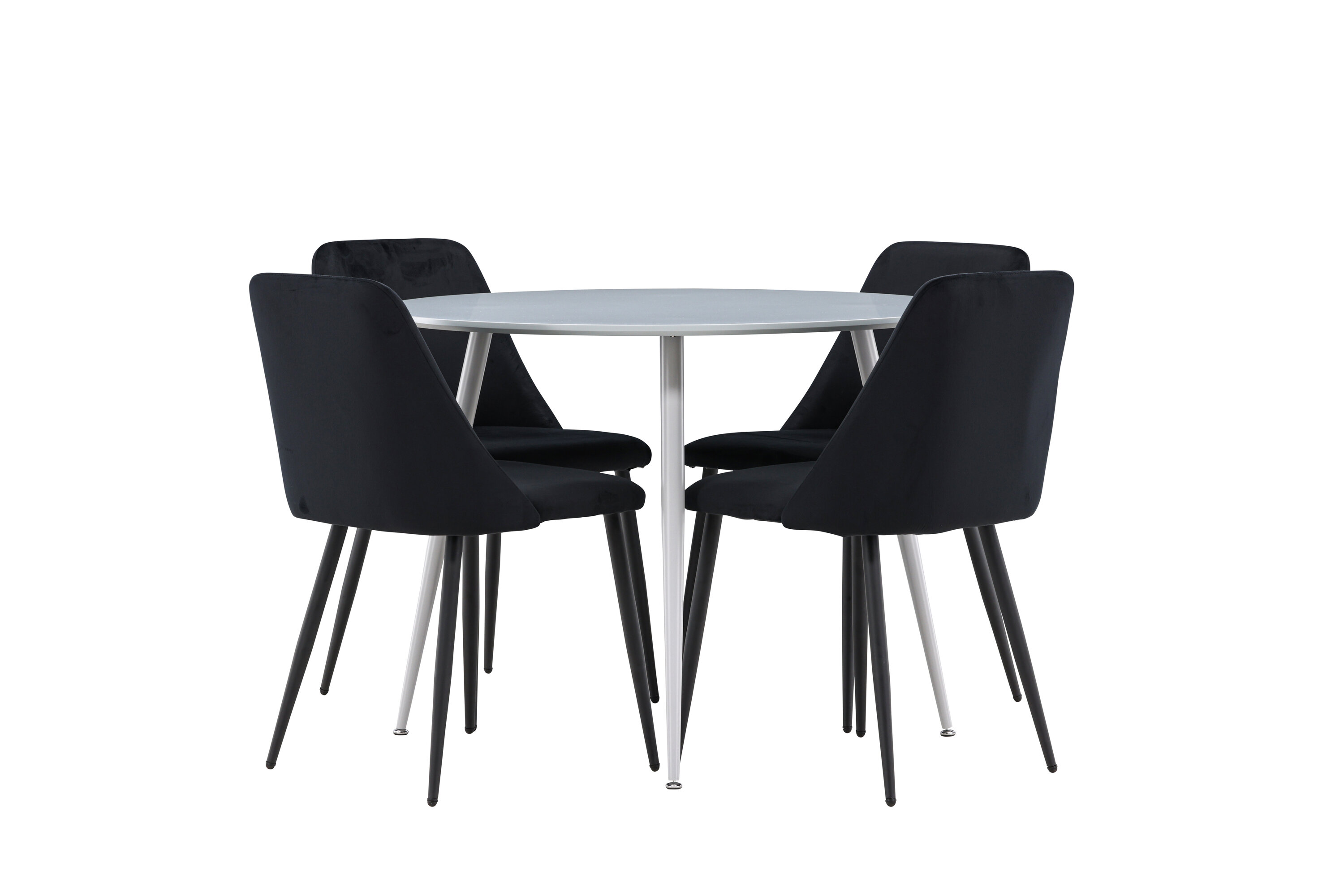Plaza, Night ensemble repas rond gris, noir sur fond clair