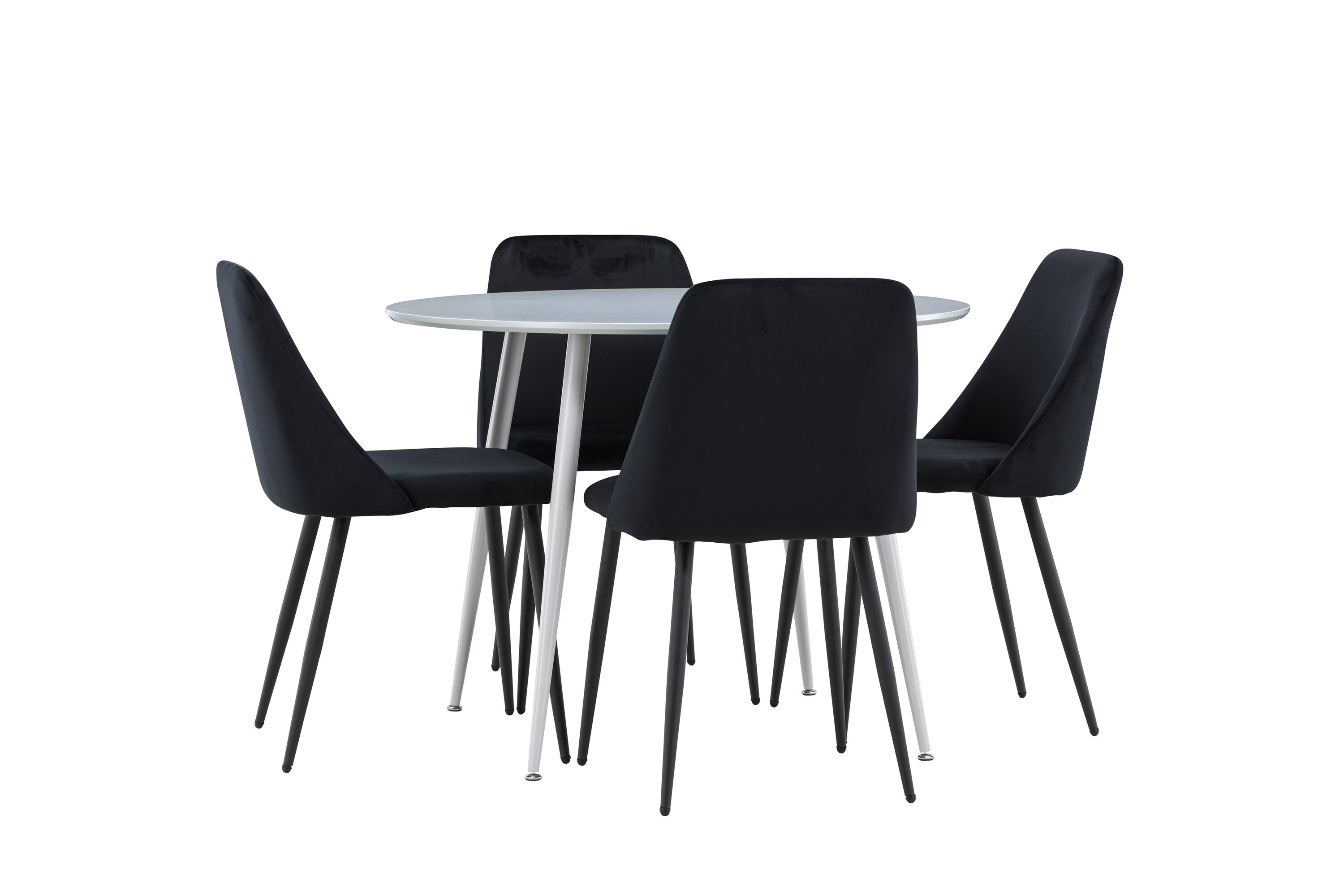 Plaza, Night ensemble repas rond gris, noir sur fond clair