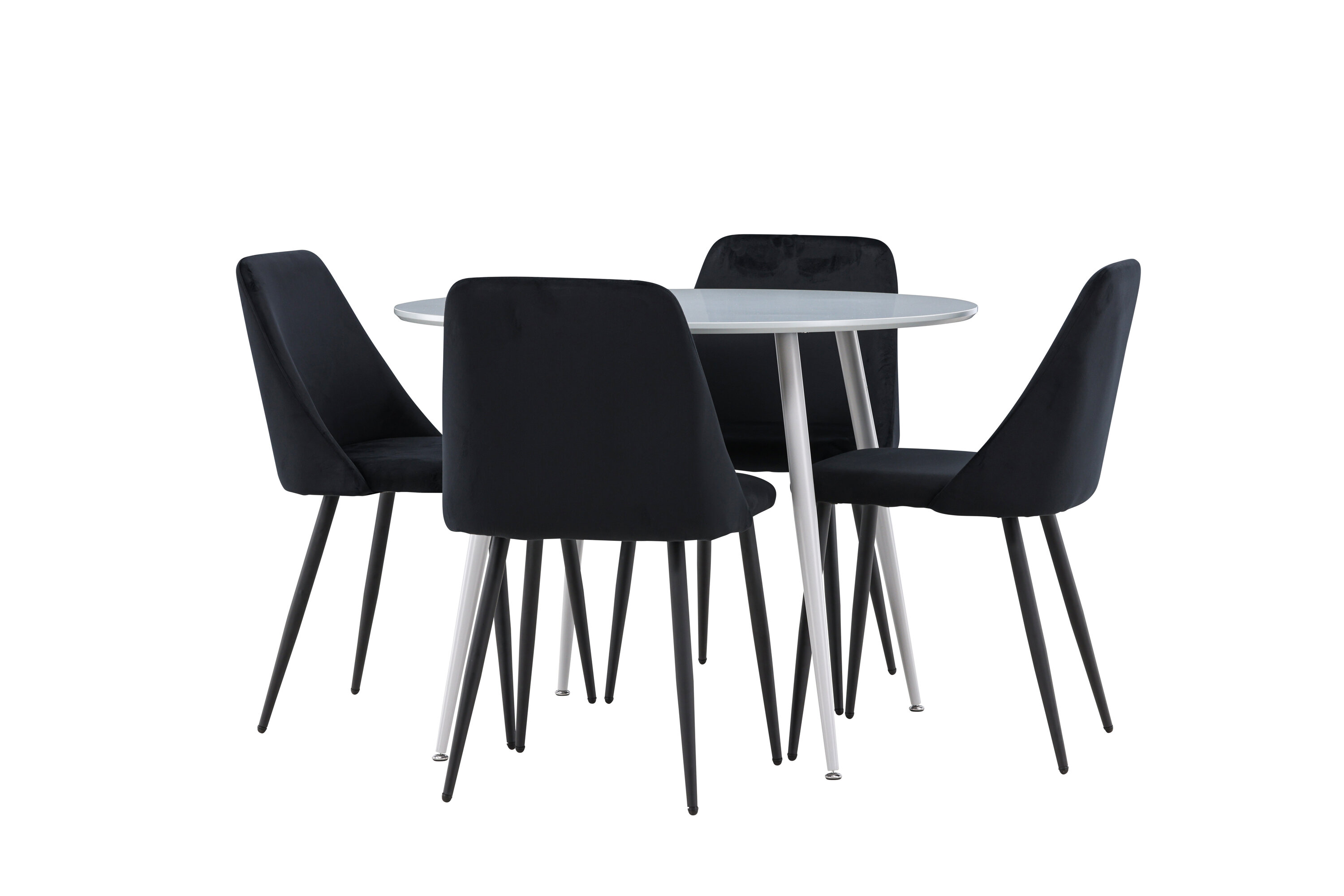 Plaza, Night ensemble repas rond gris, noir sur fond clair