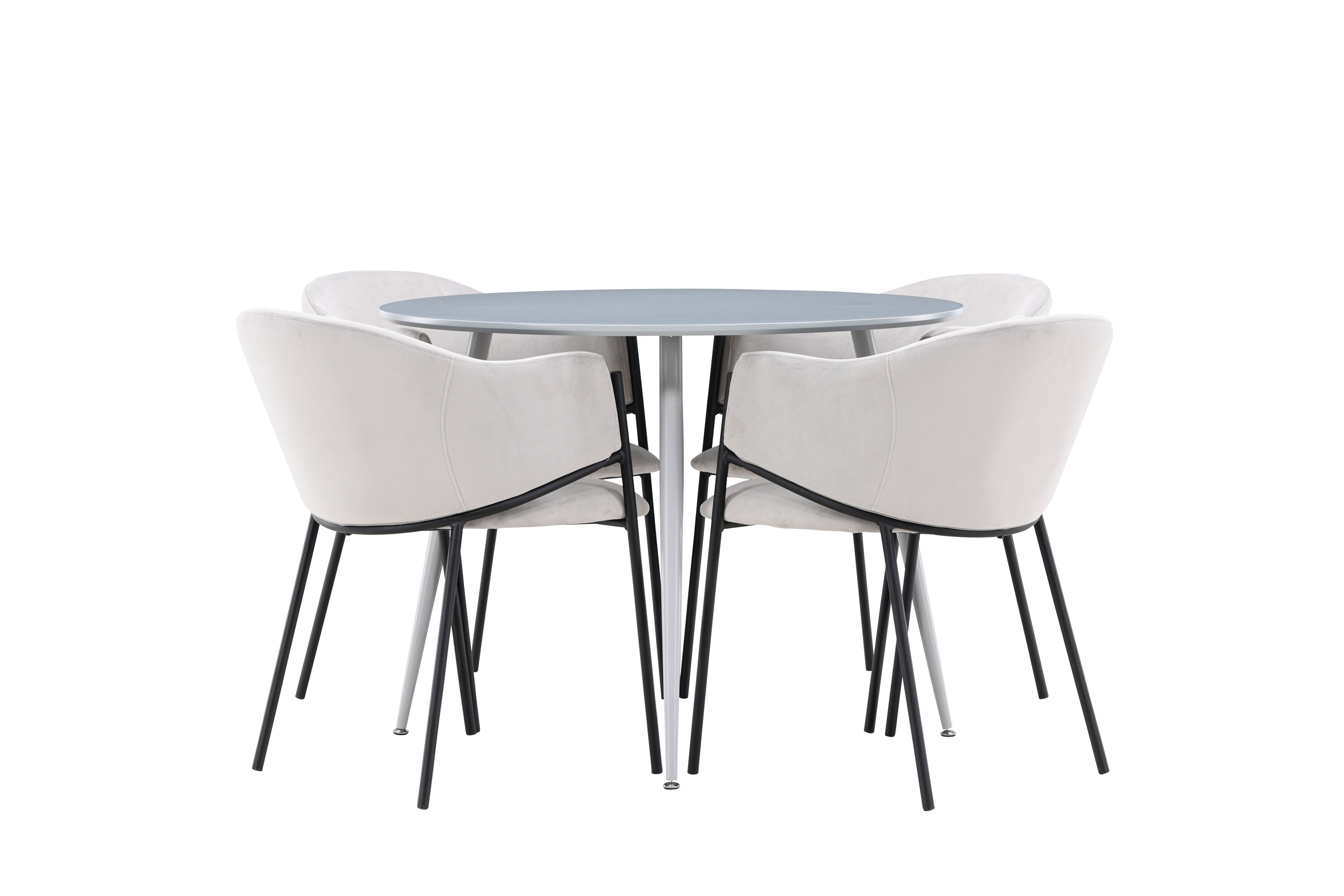 Plaza, Evelina ensemble repas rond gris, noir sur fond clair